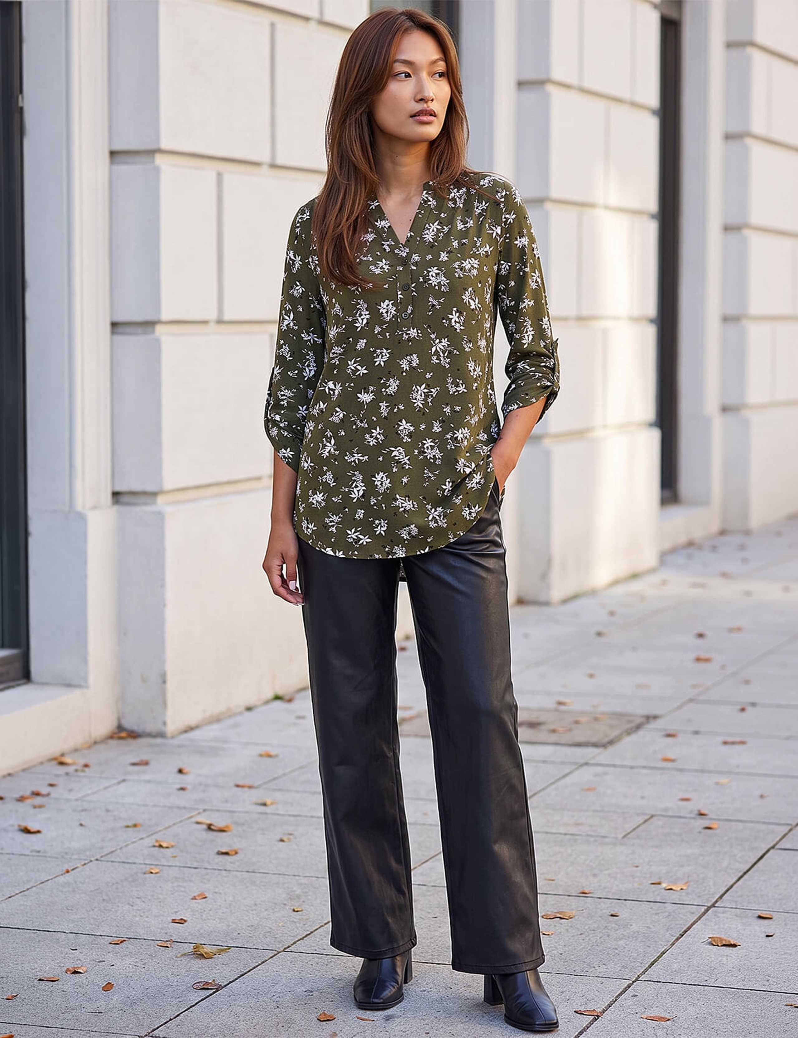 Ditsy Floral Notch Neck Button Detail Shirt 4 of 4