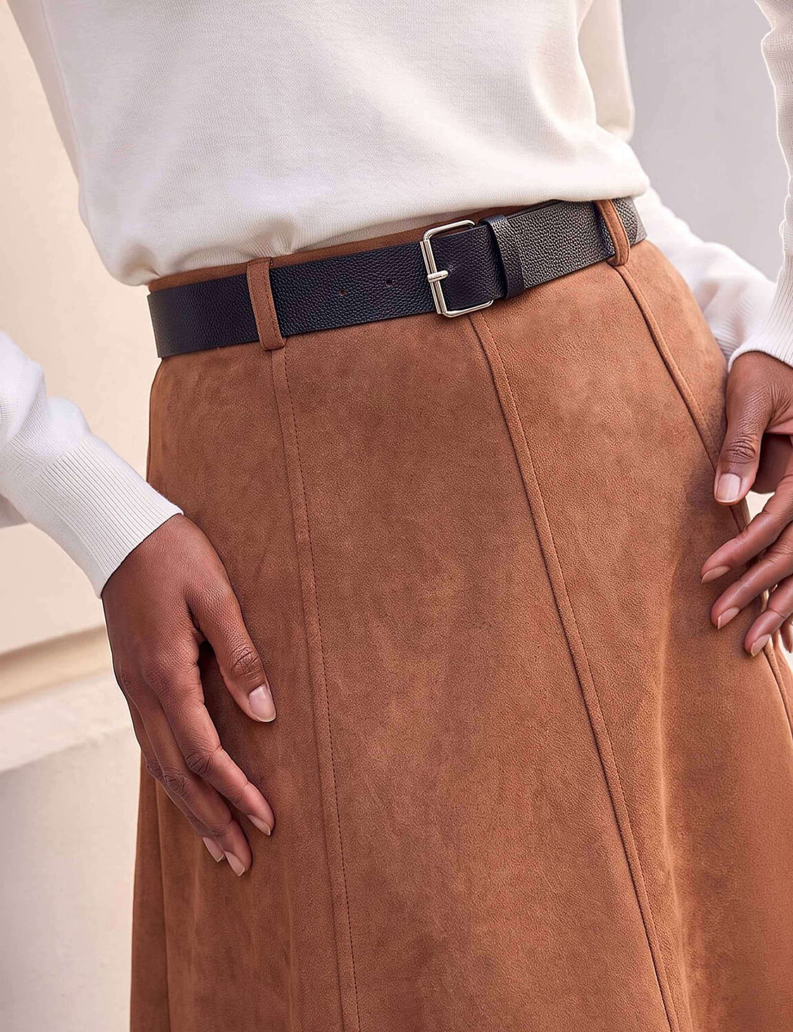 Belted Suedette Midi Skirt 3 of 4