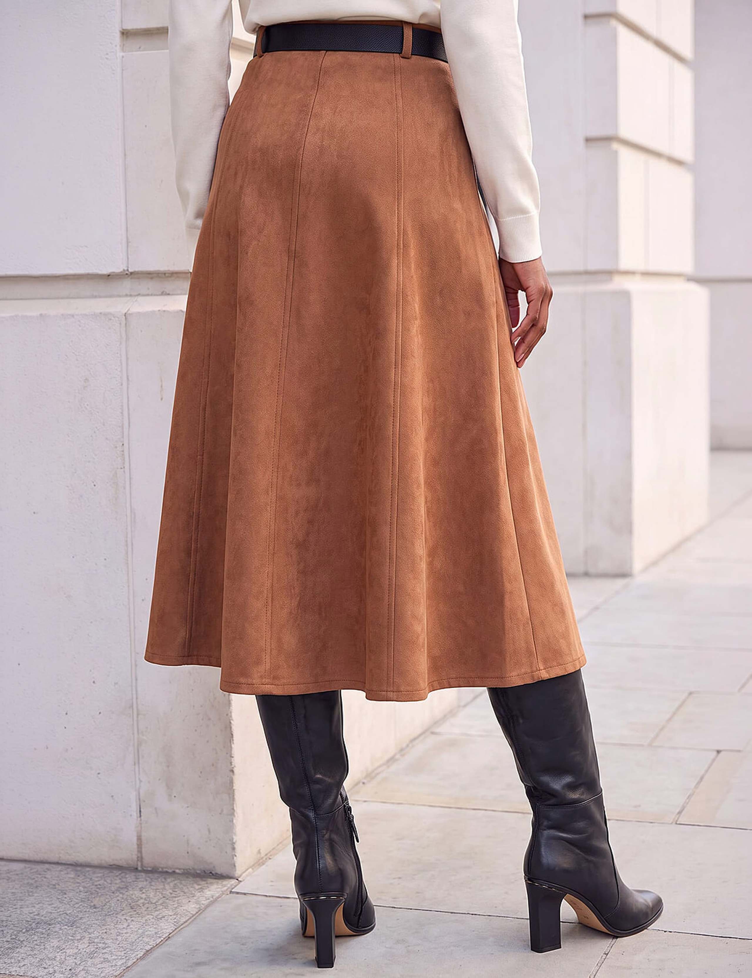 Belted Suedette Midi Skirt 4 of 4