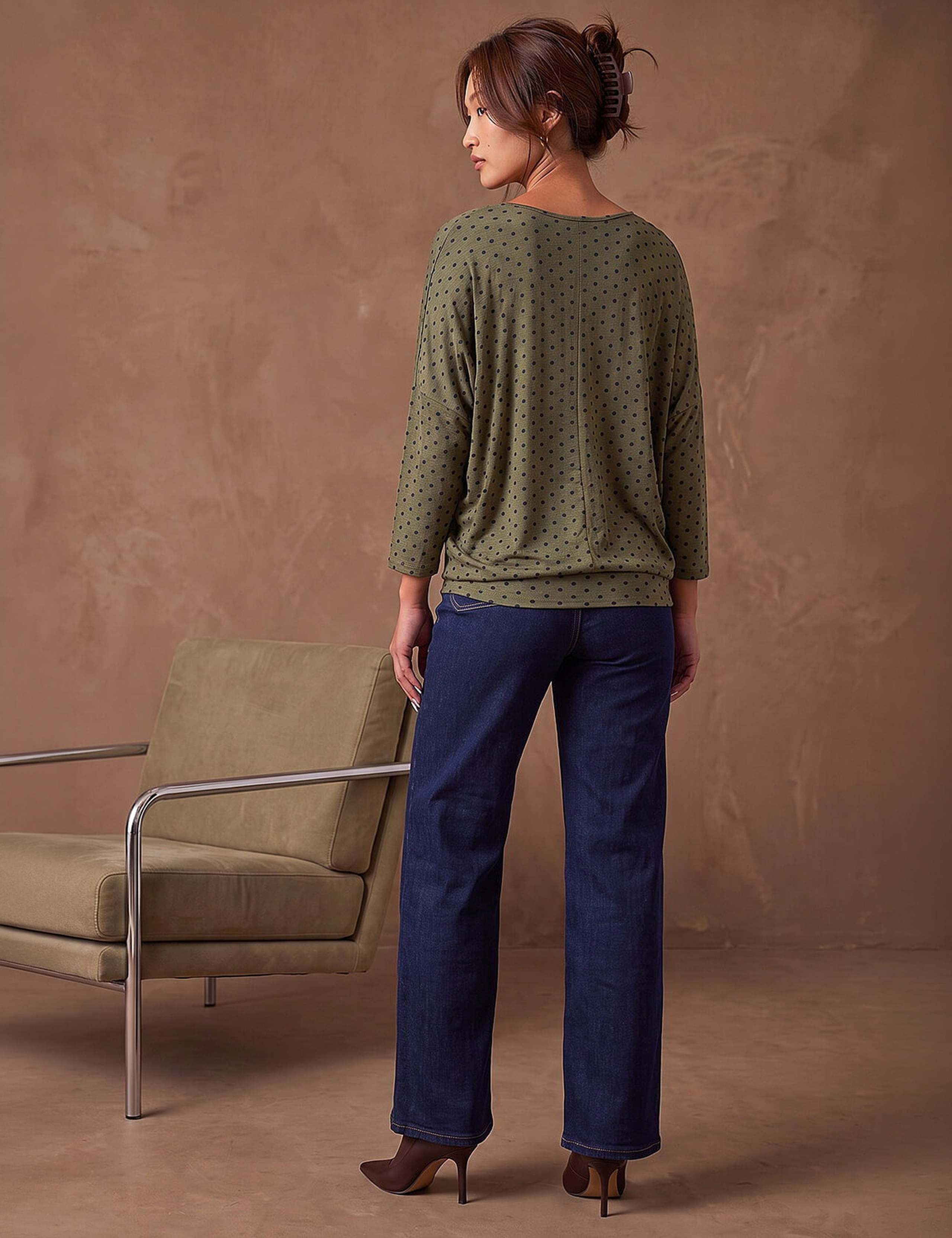 Polka Dot V Neck Stretch Top 4 of 4