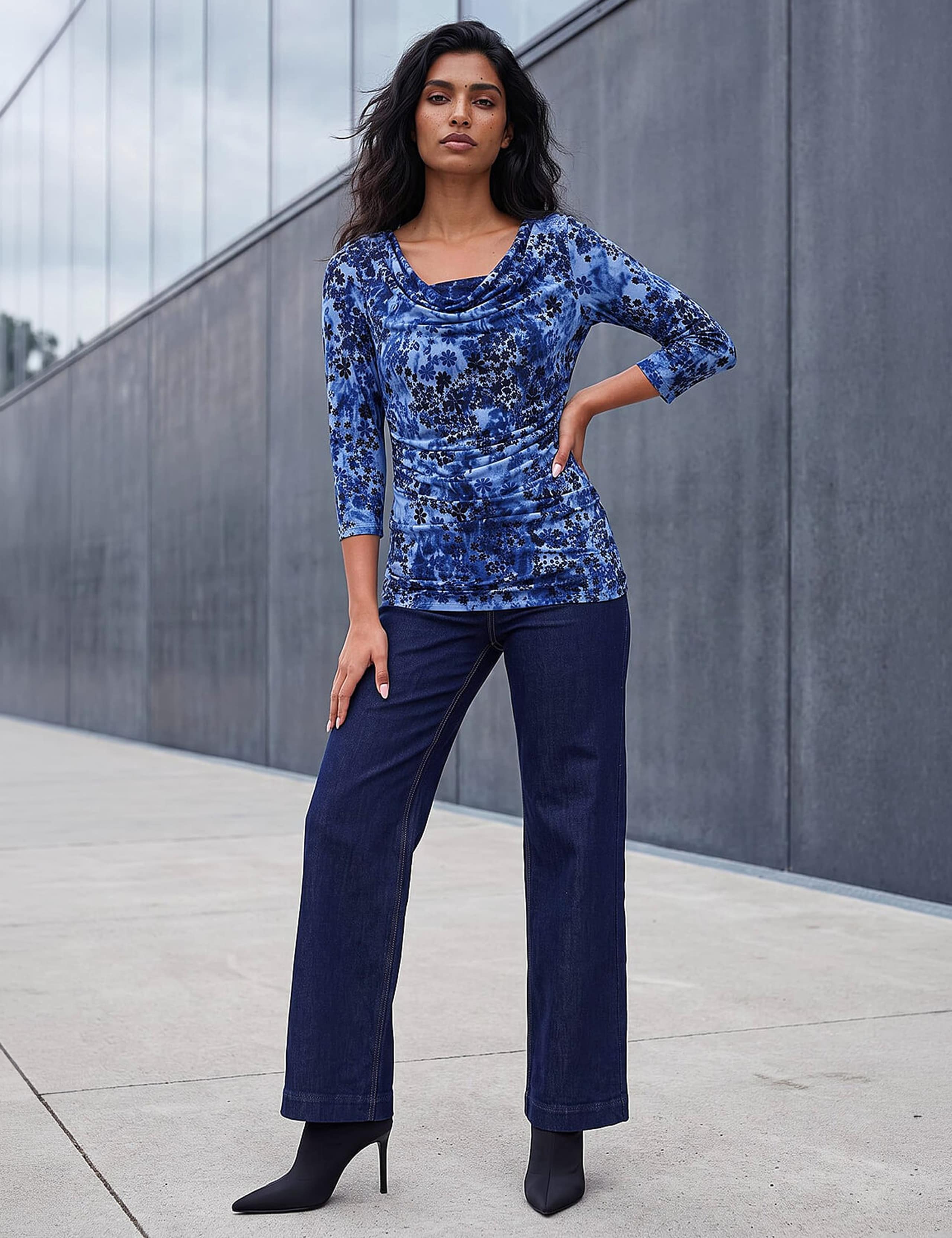 Shadow Floral Cowl Neck Top 2 of 4