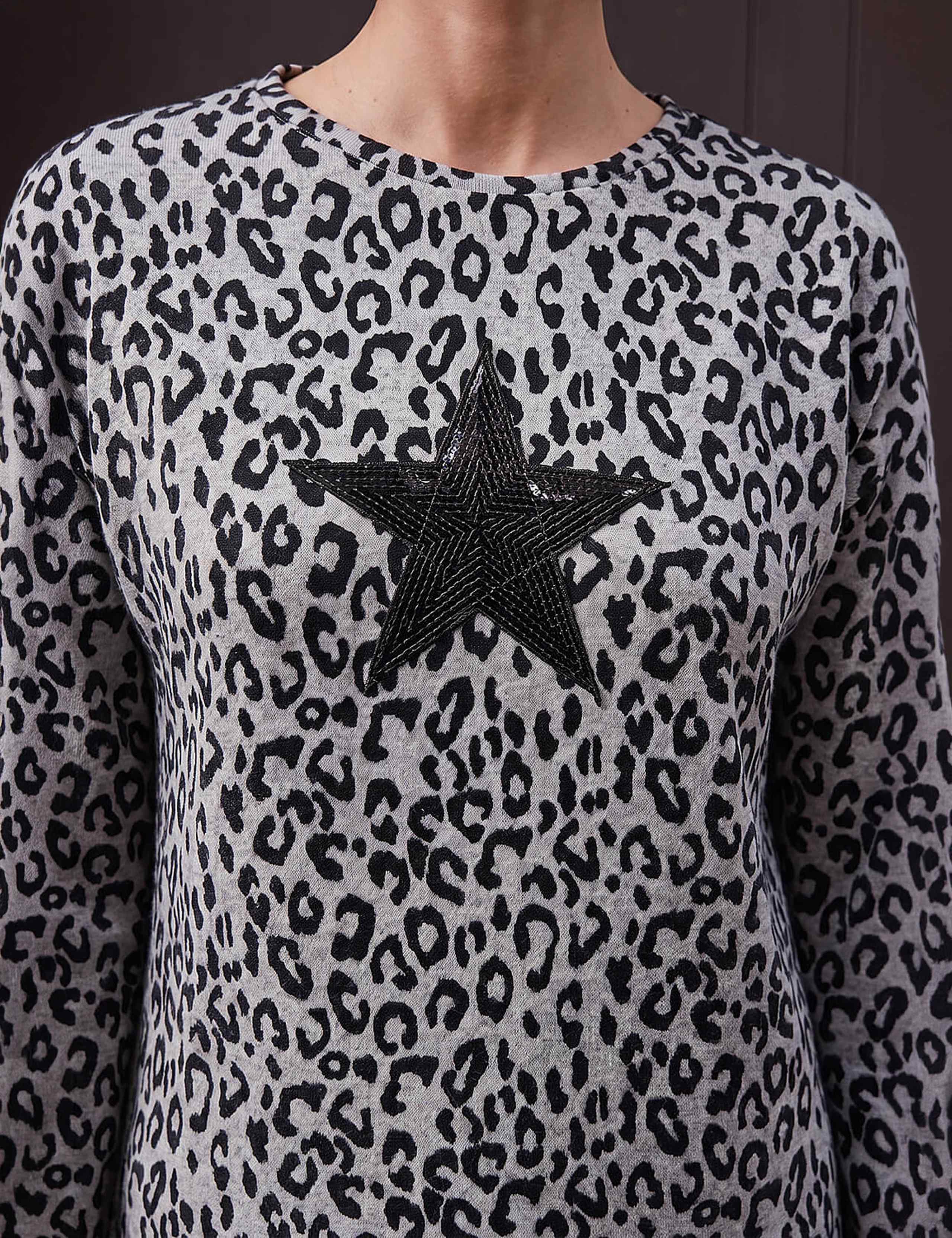 Jersey Animal Print Sequin Star Top 3 of 4