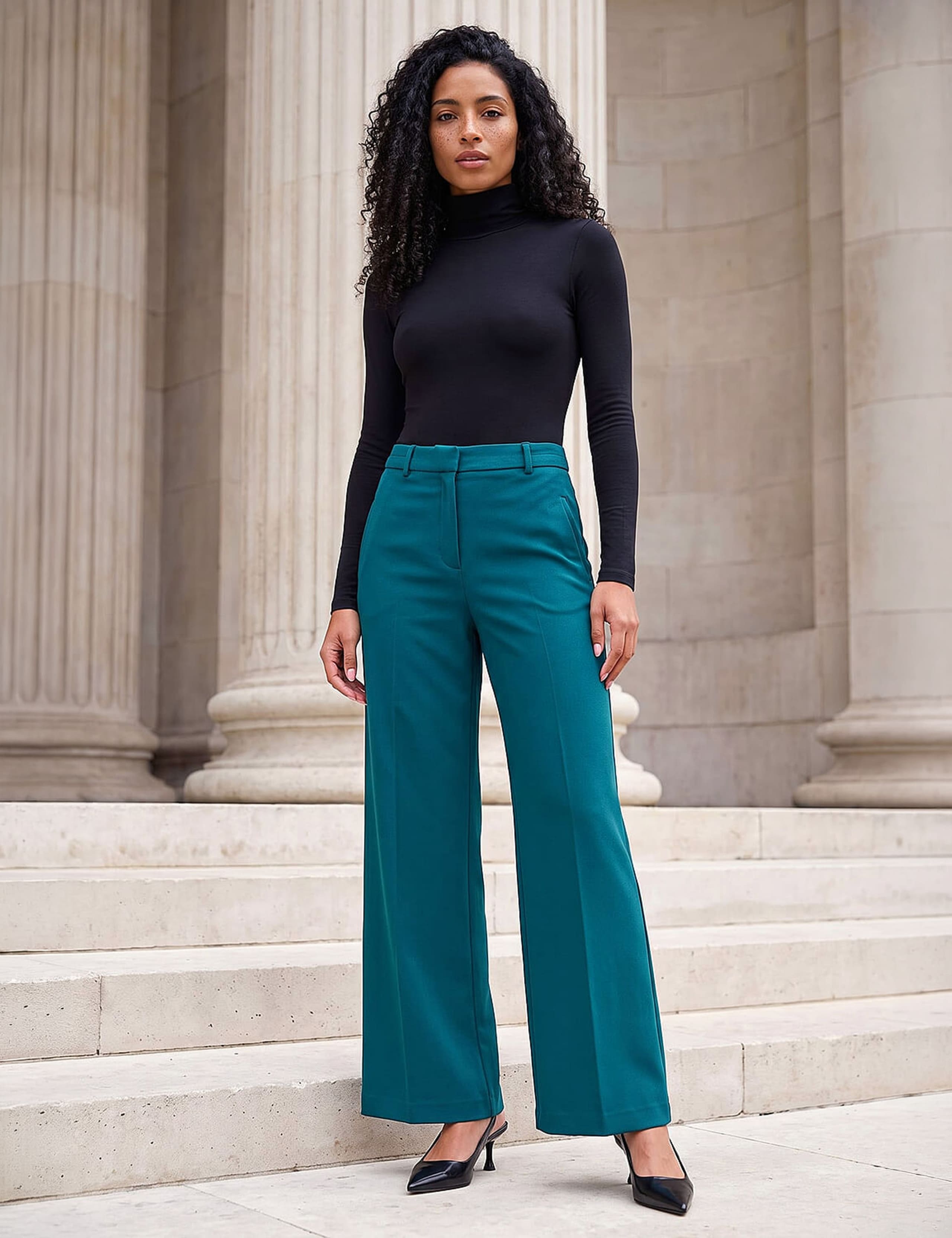 Wide Leg Trousers with Stretch 2 of 4