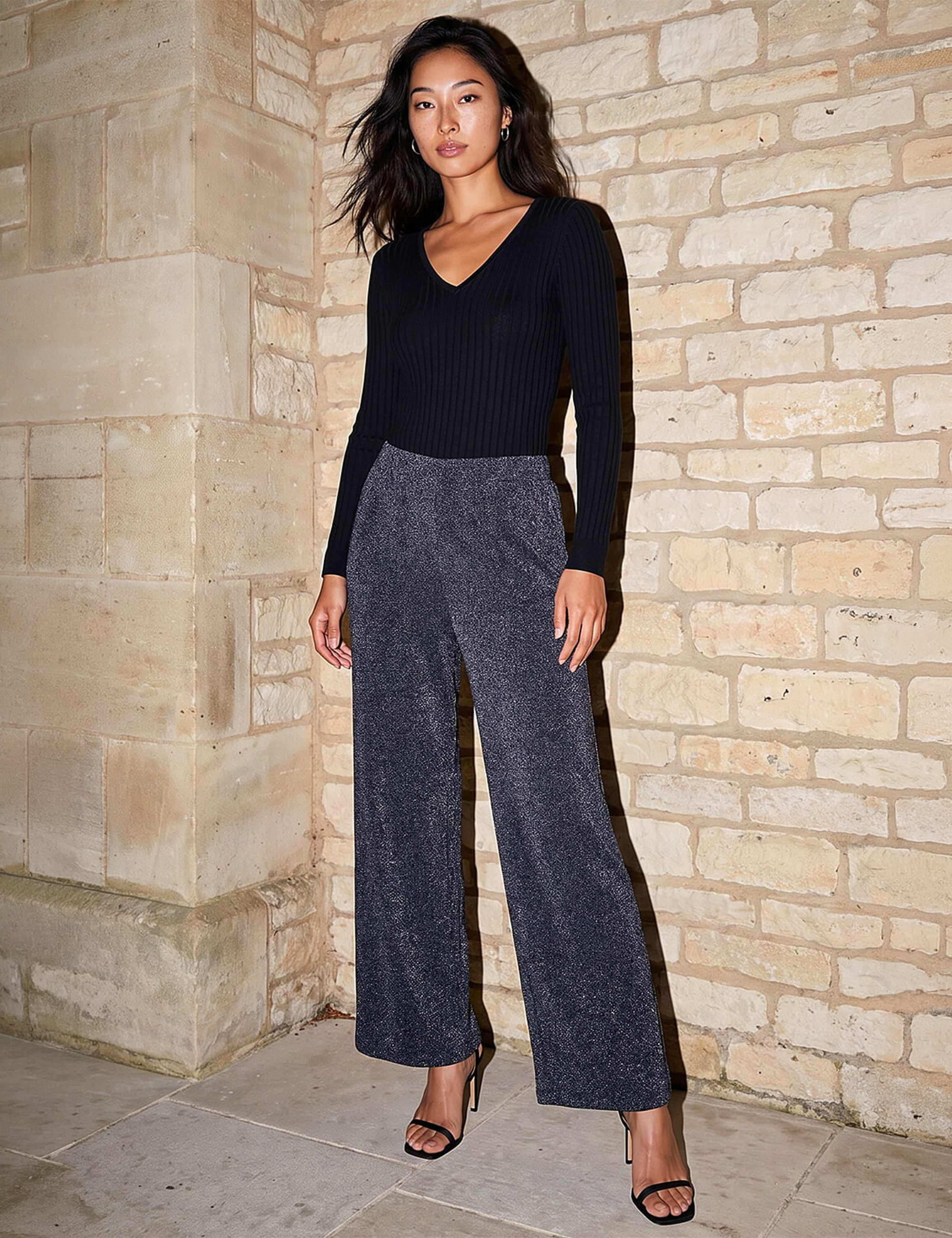 Petite Shimmer Wide Leg Trousers 3 of 4