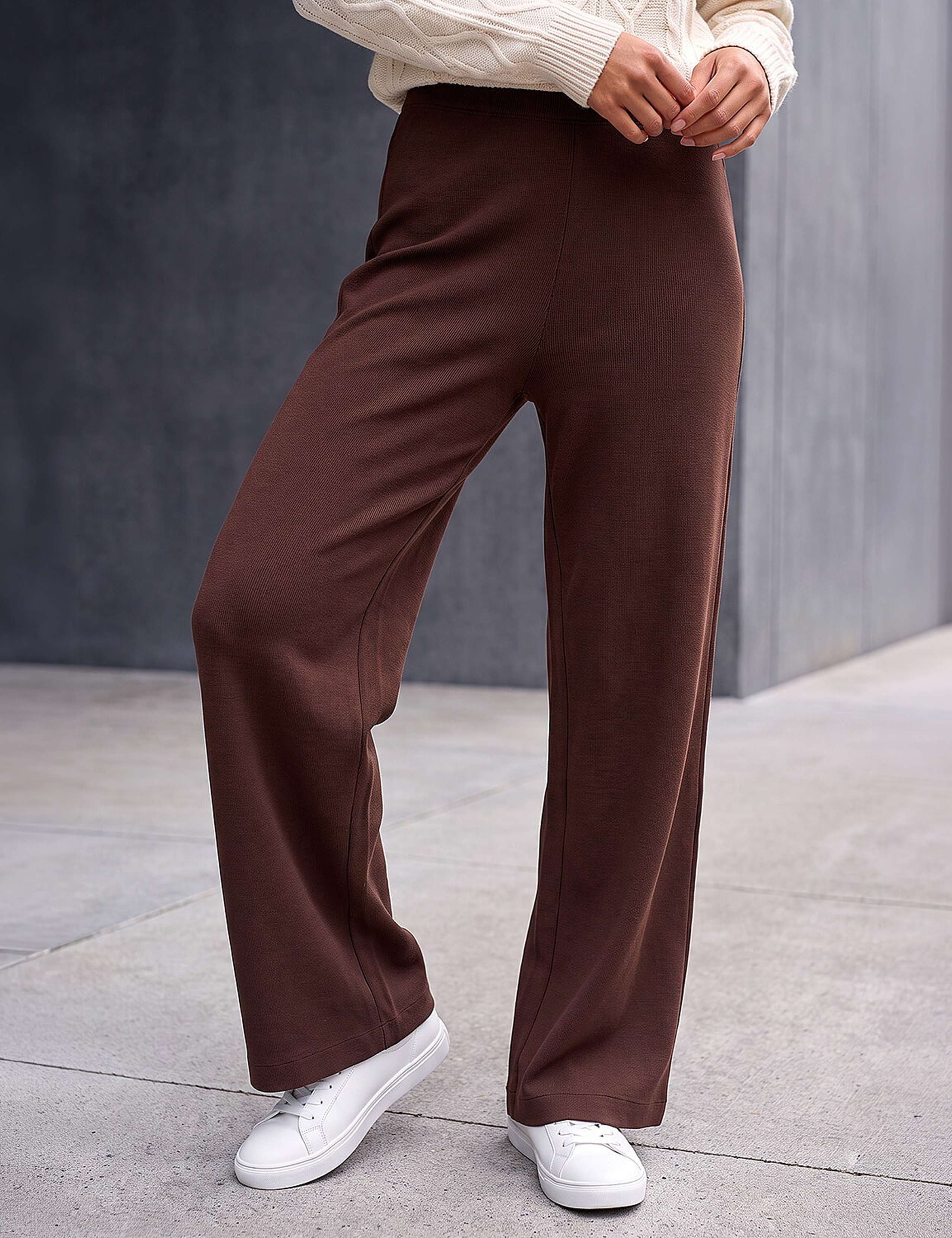 Brushed Ribbed Wide Leg Trousers 2 of 4