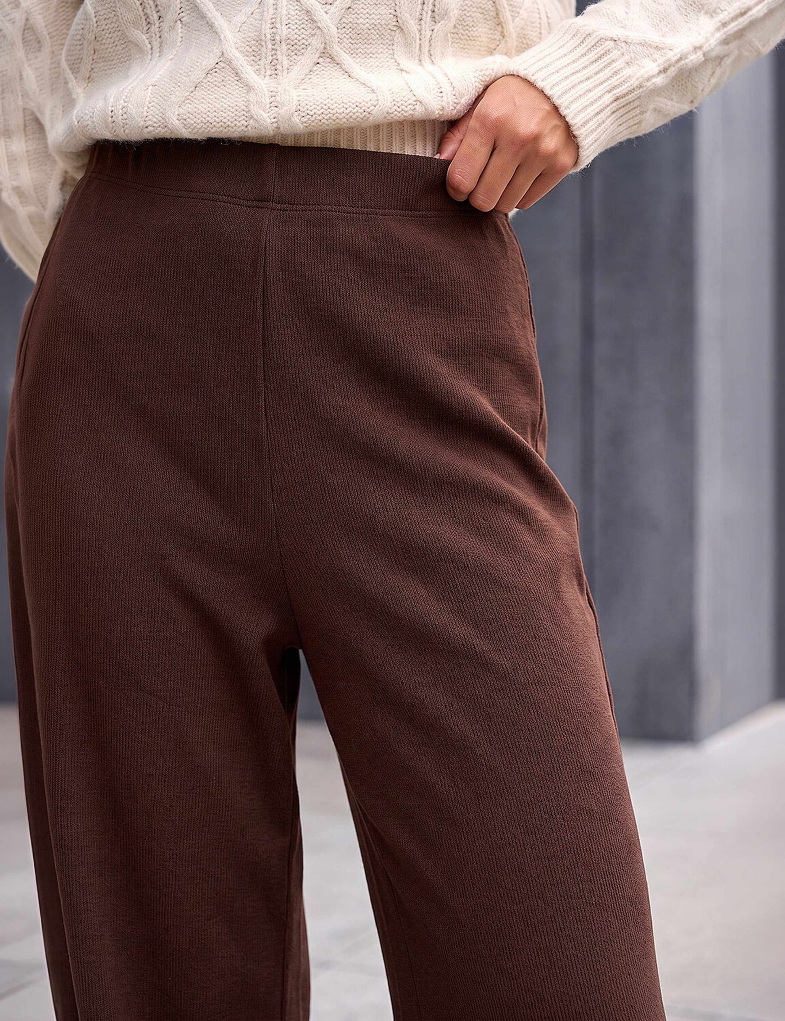Brushed Ribbed Wide Leg Trousers 4 of 4