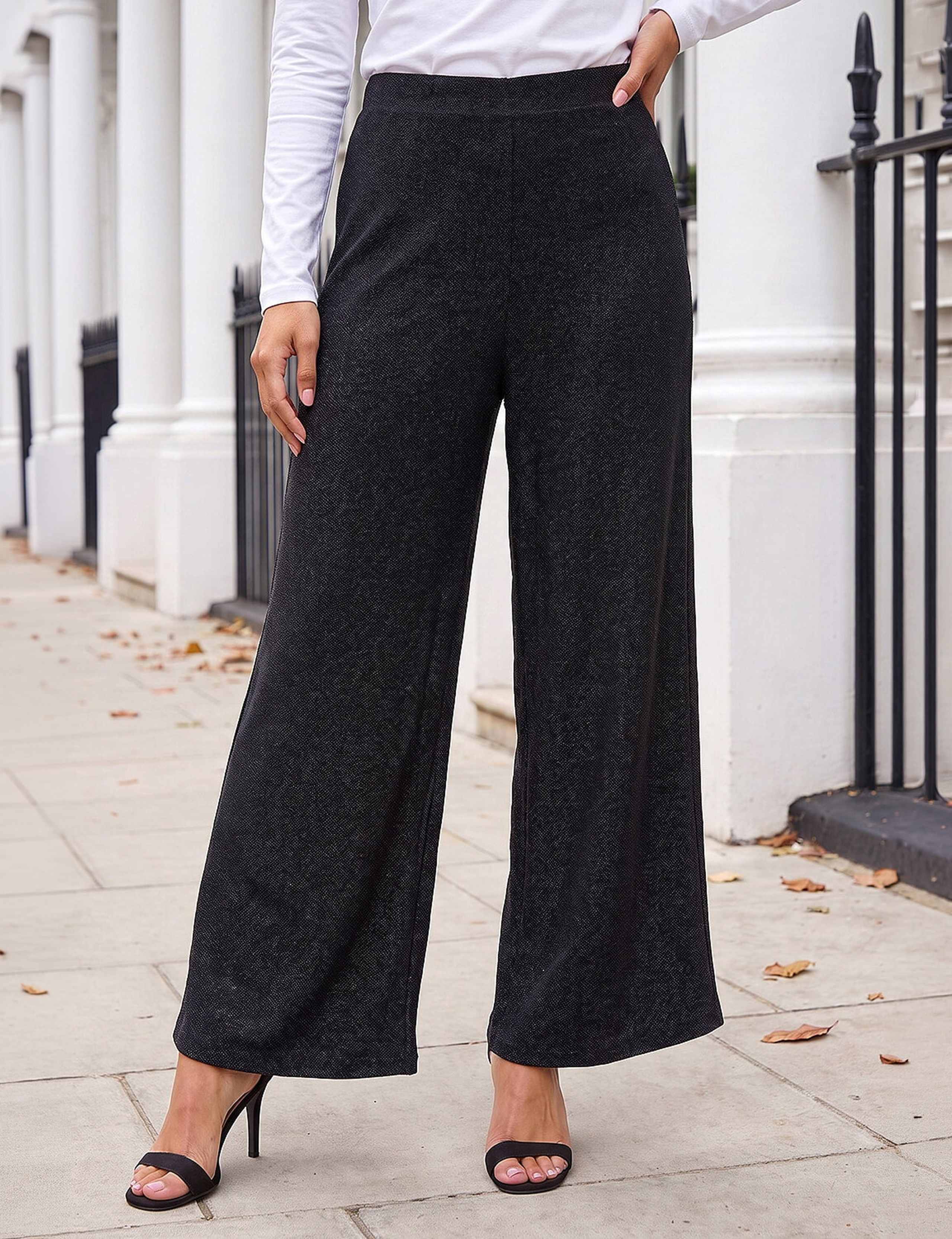 Metallic Wide Leg Trousers with Stretch 1 of 4