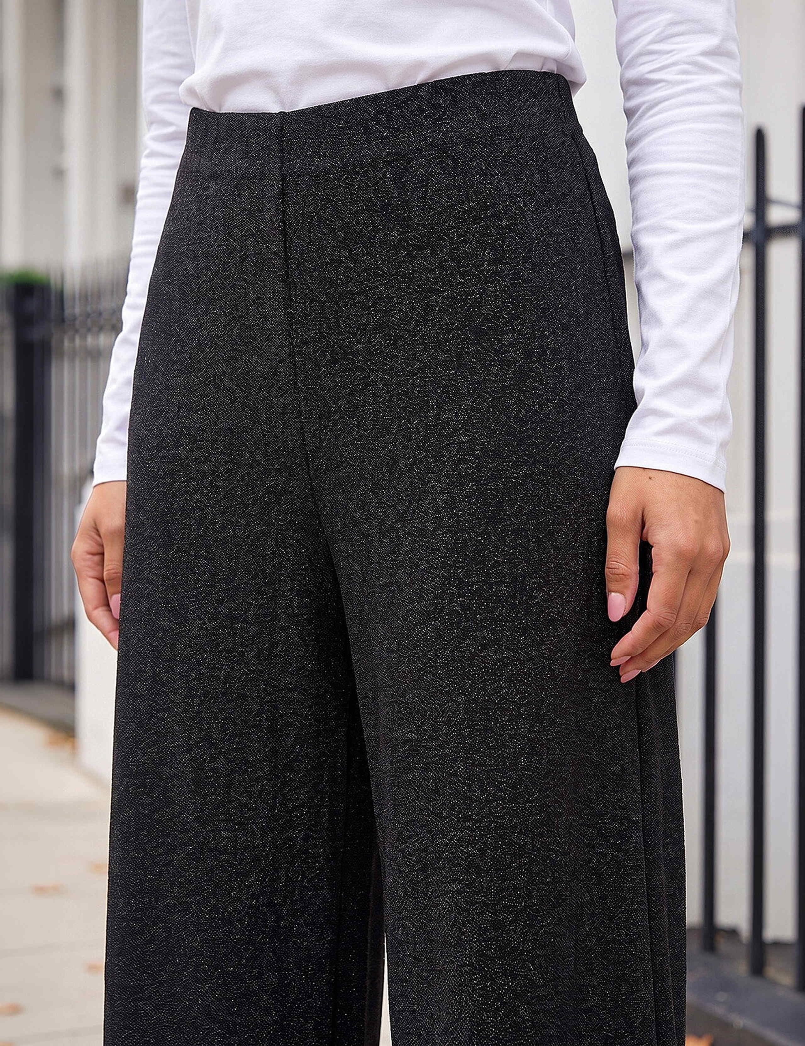 Metallic Wide Leg Trousers with Stretch 4 of 4