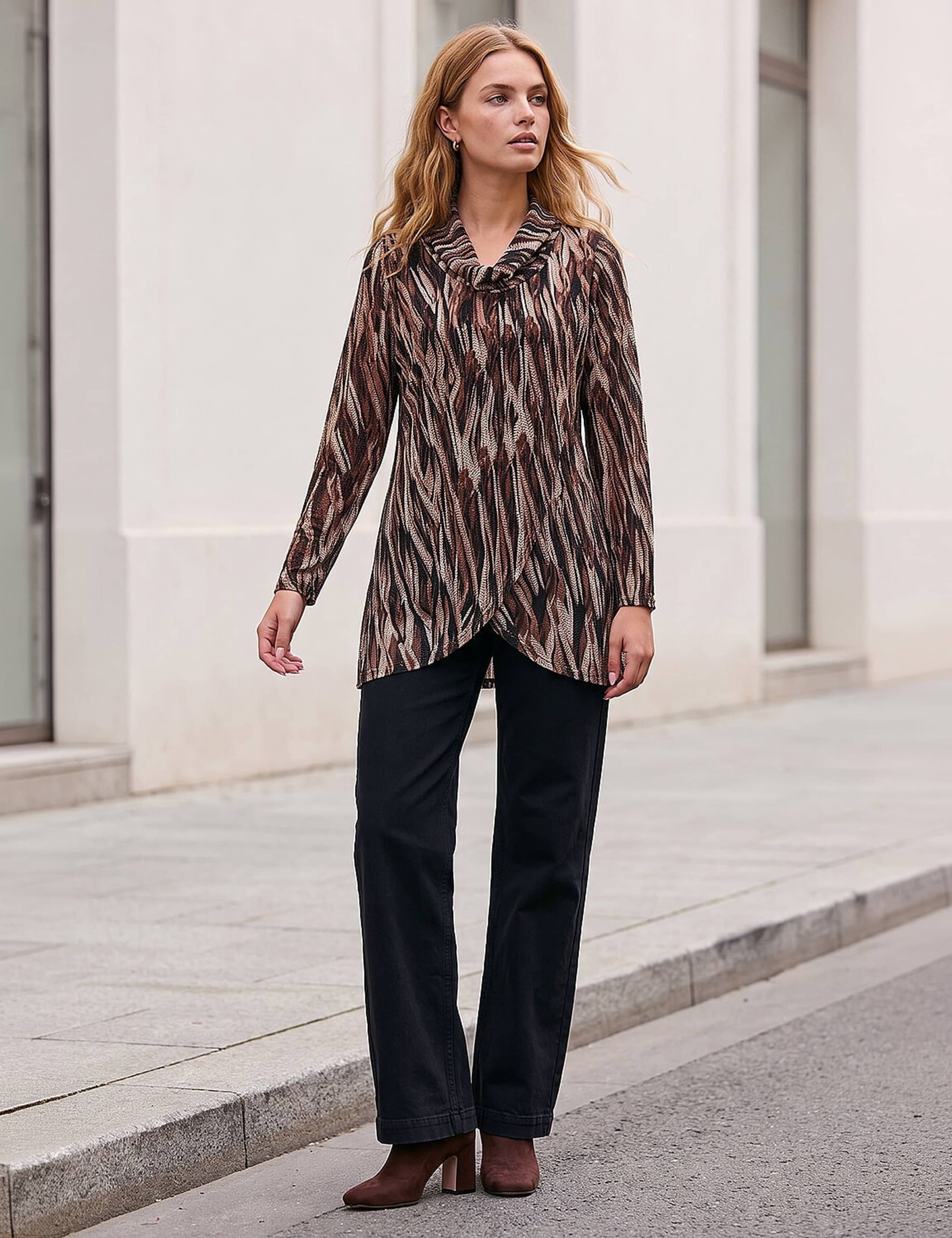 Abstract Print Cowl Neck Tunic Top 2 of 4