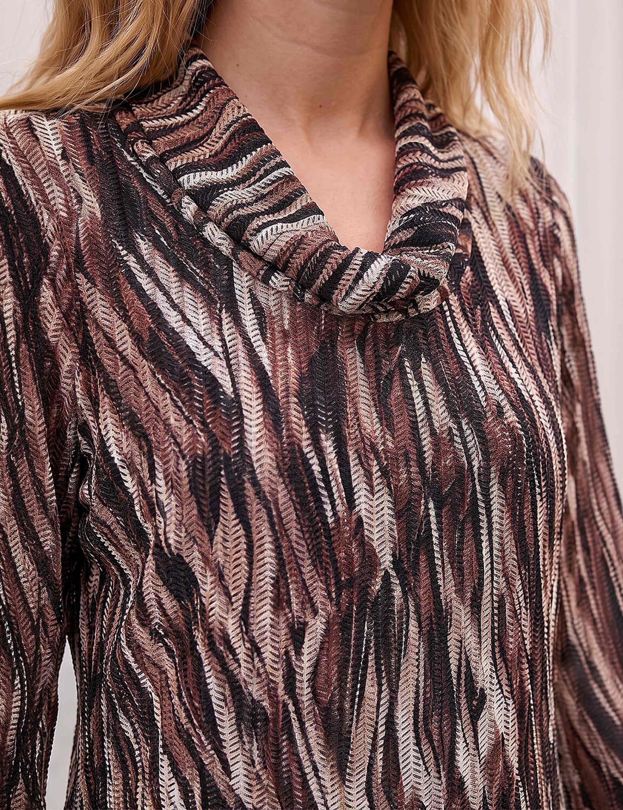 Abstract Print Cowl Neck Tunic Top 4 of 4