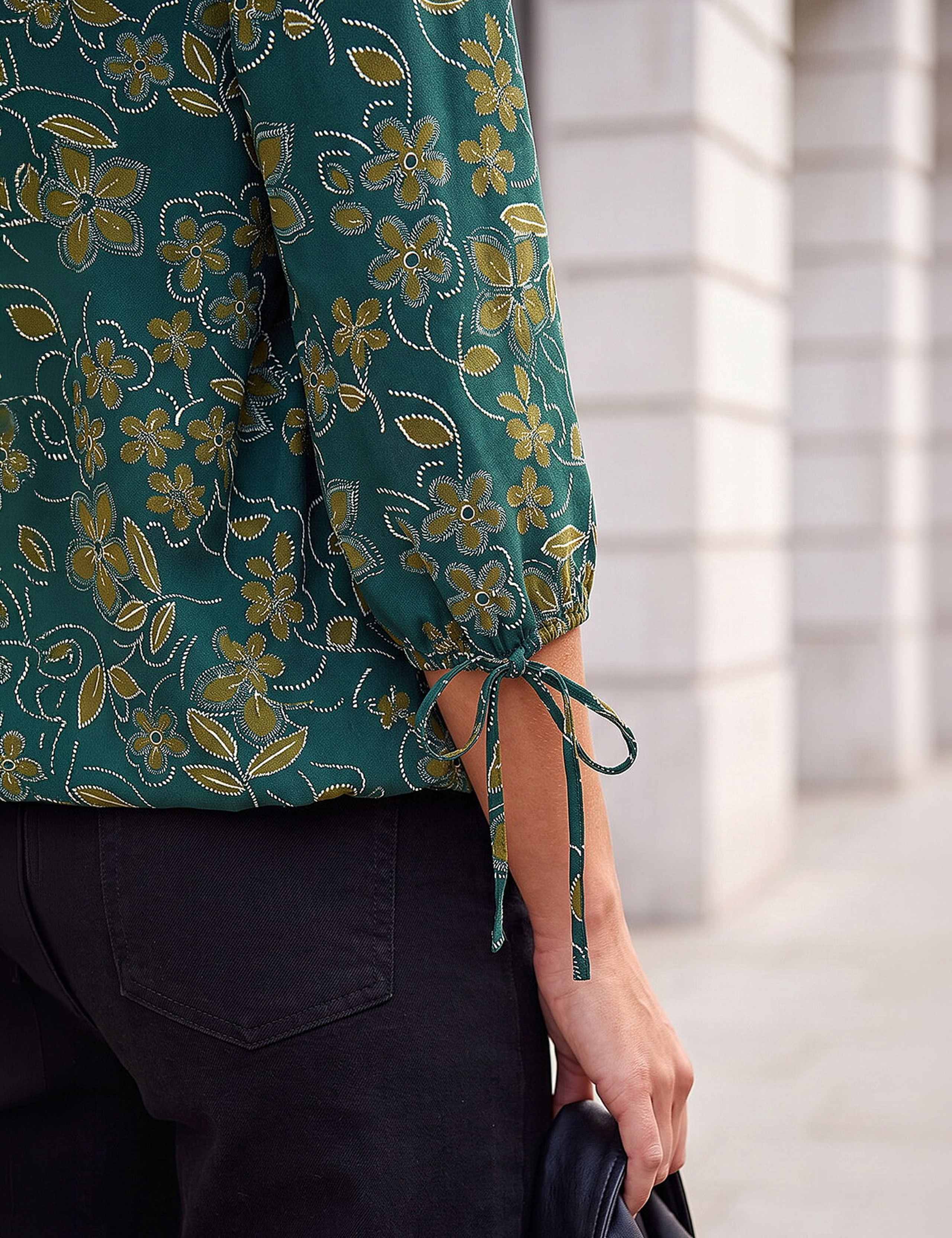 Floral V Neck Stretch Top 4 of 4