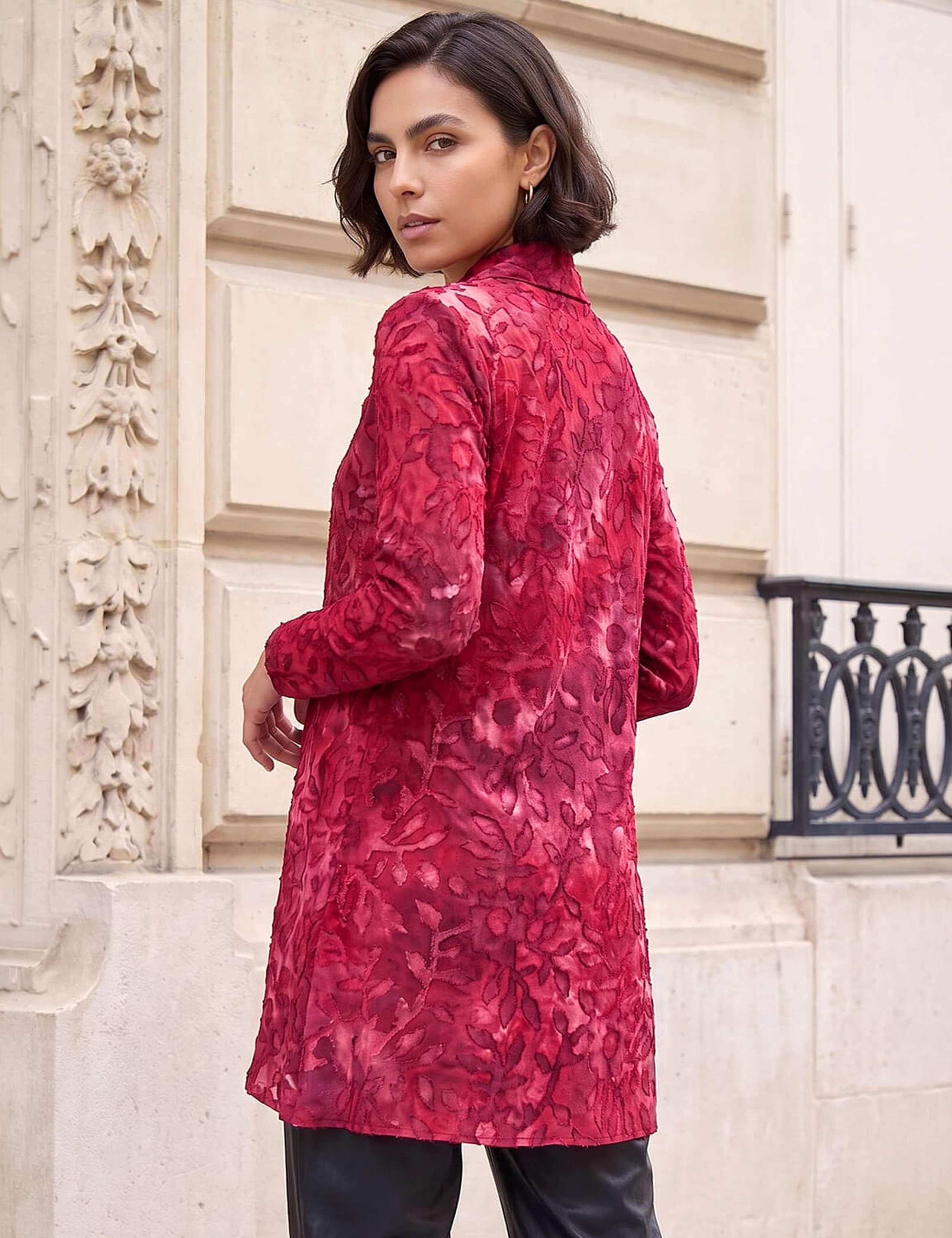 Burnout Print Cowl Neck Tunic Top 3 of 4