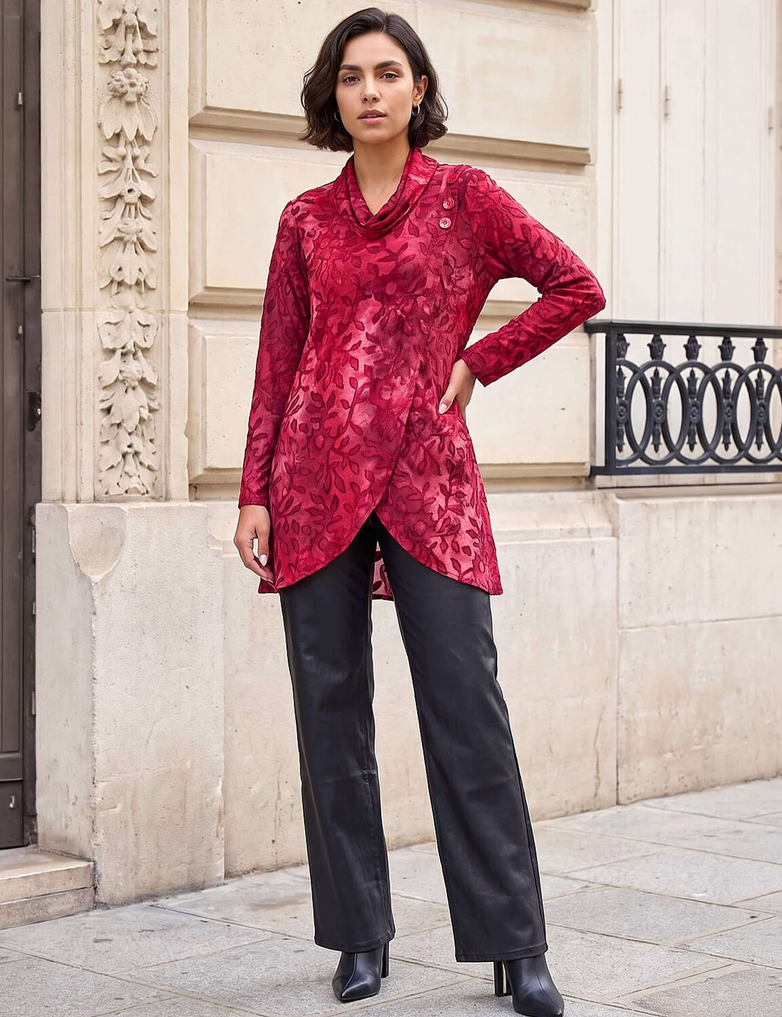 Burnout Print Cowl Neck Tunic Top 4 of 4