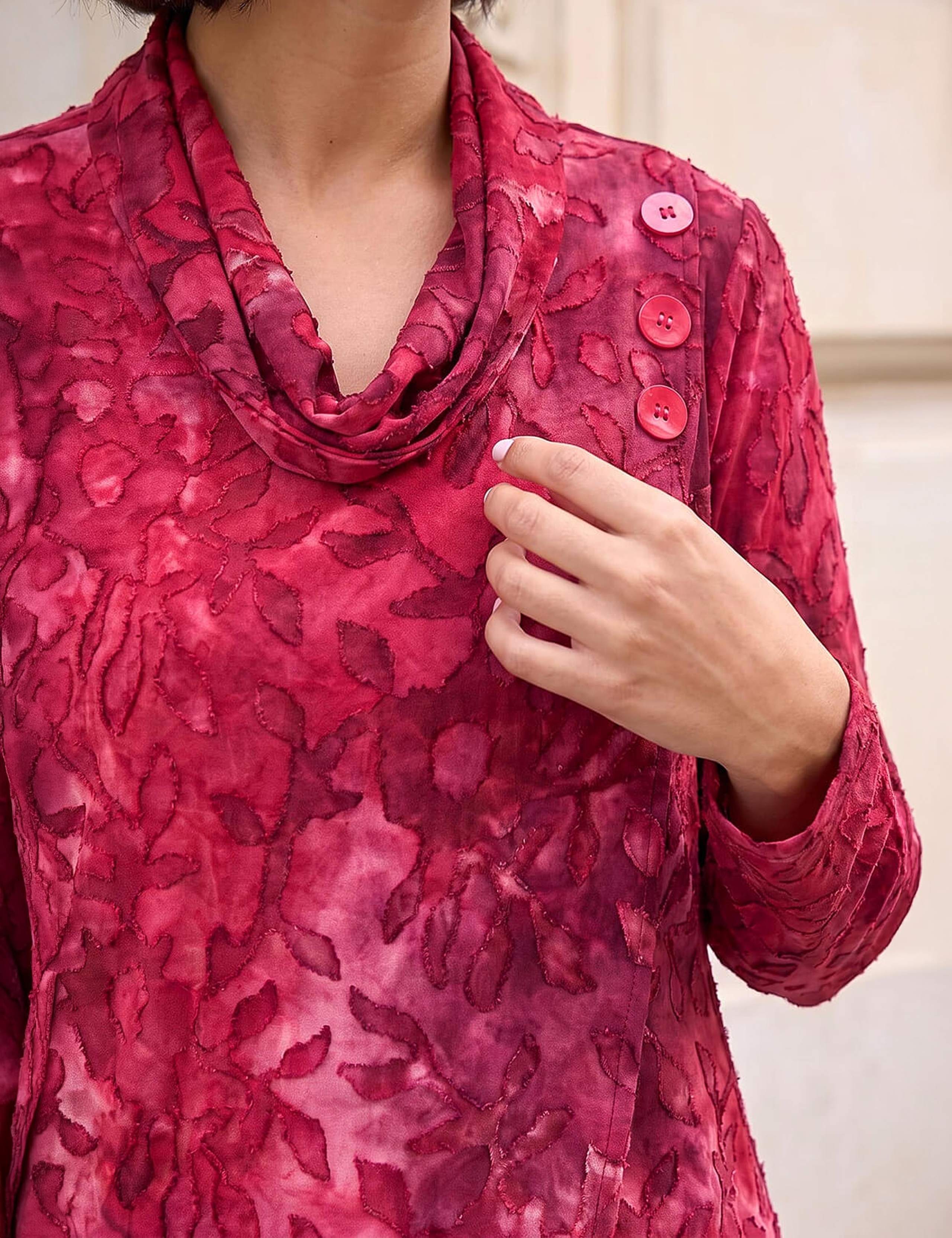 Burnout Print Cowl Neck Tunic Top 2 of 4