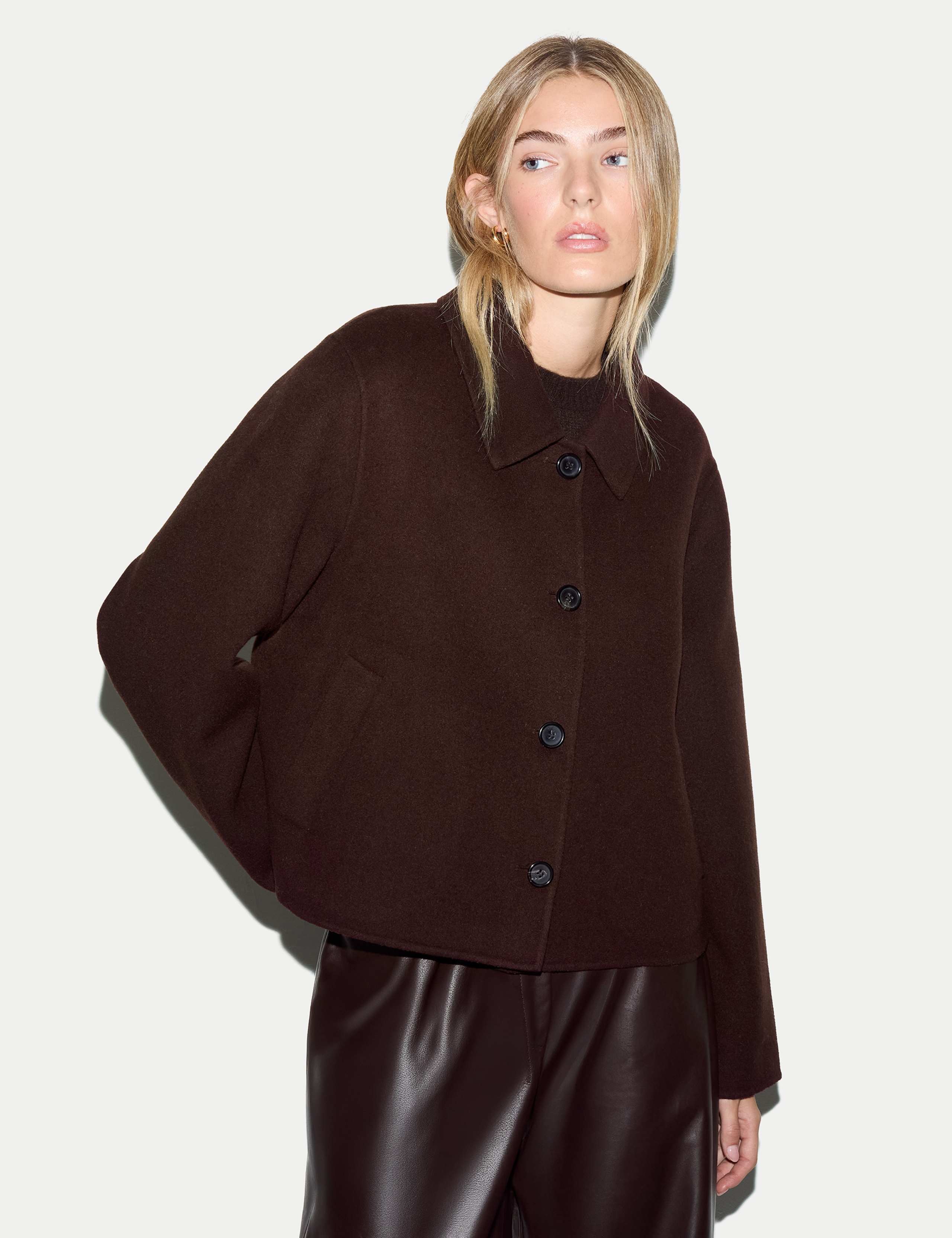 Wool Rich Double Faced Cropped Coat 1 of 6
