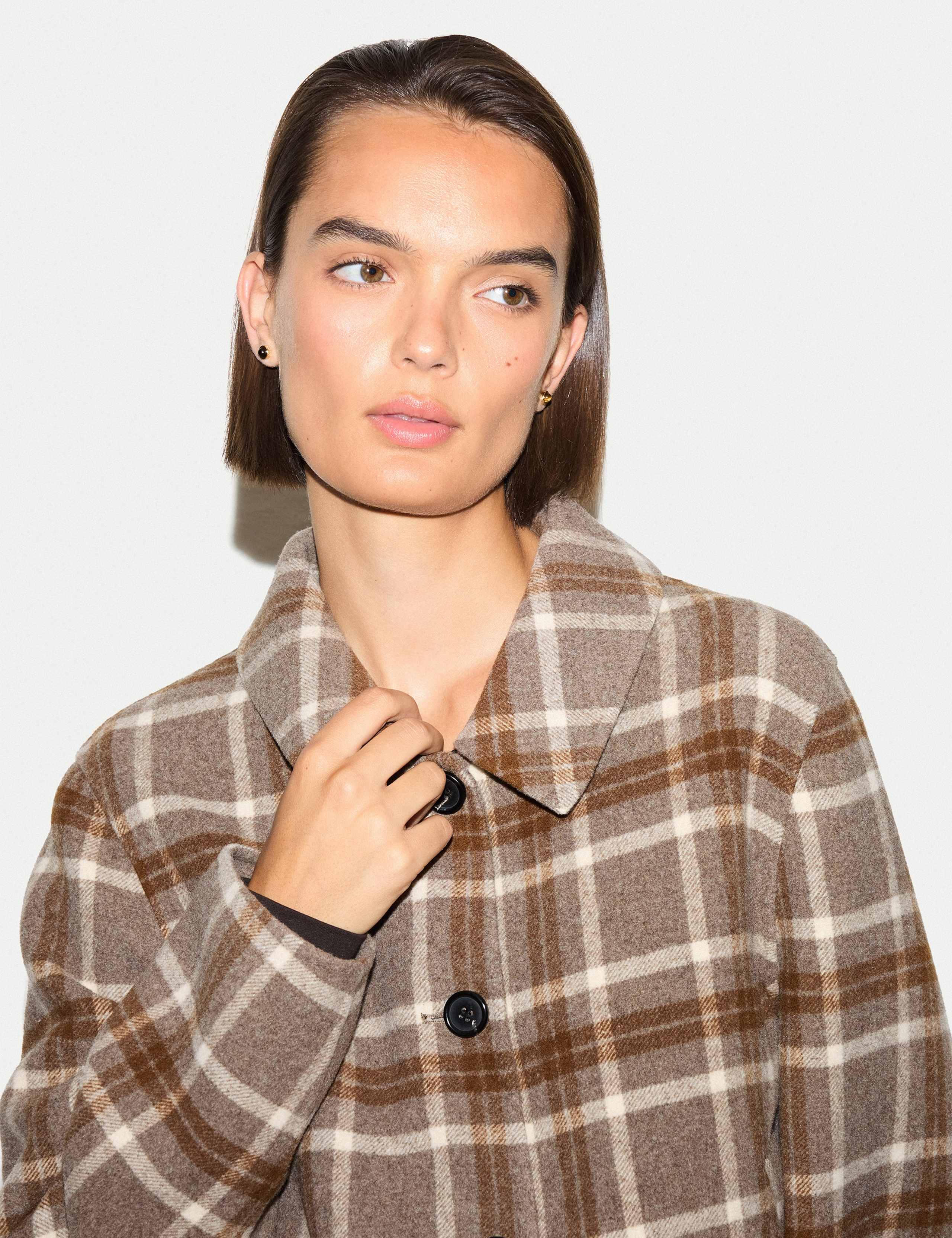 Wool Rich Checked Double Faced Coat 3 of 6