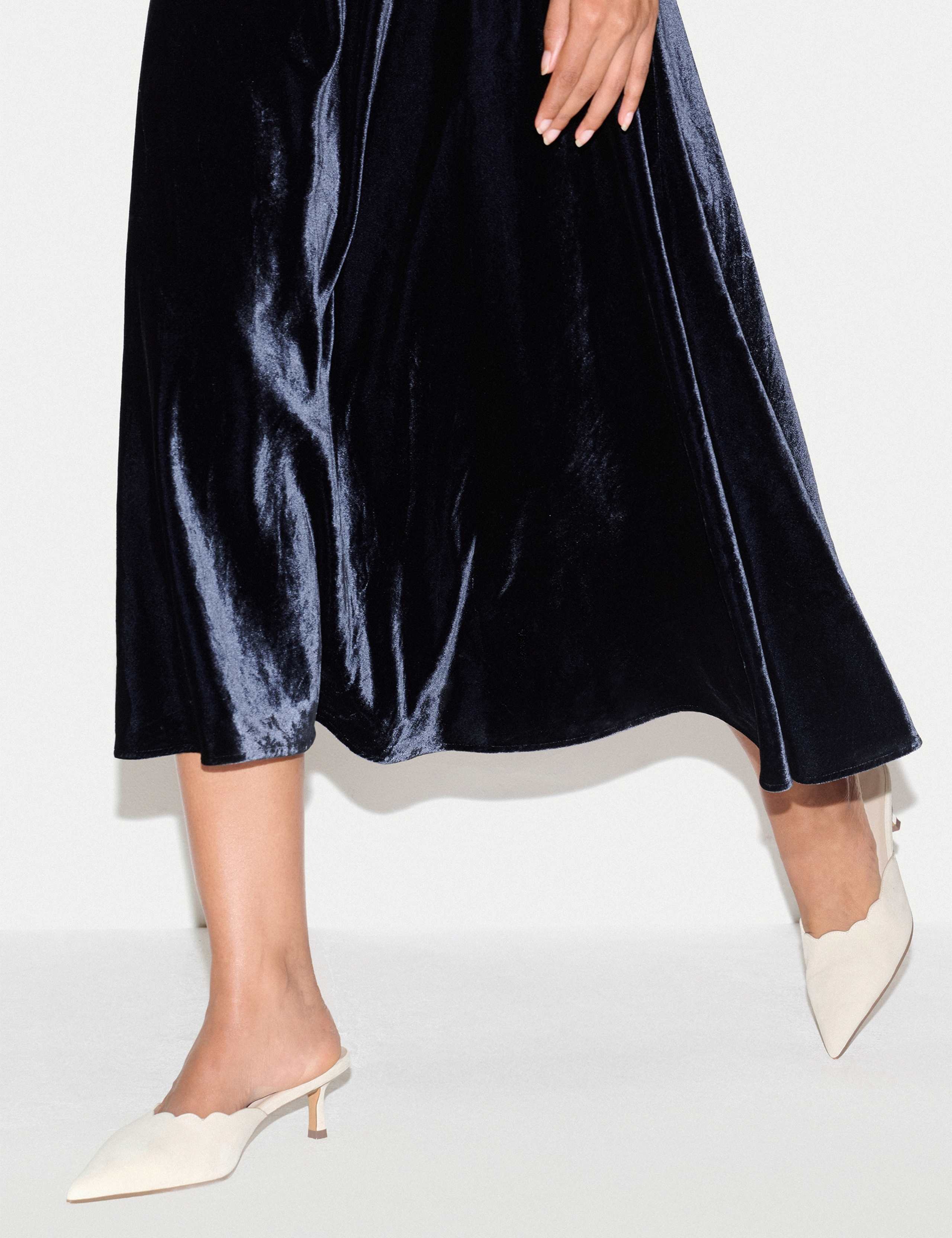 Velvet Cowl Neck Midi Waisted Dress 5 of 6