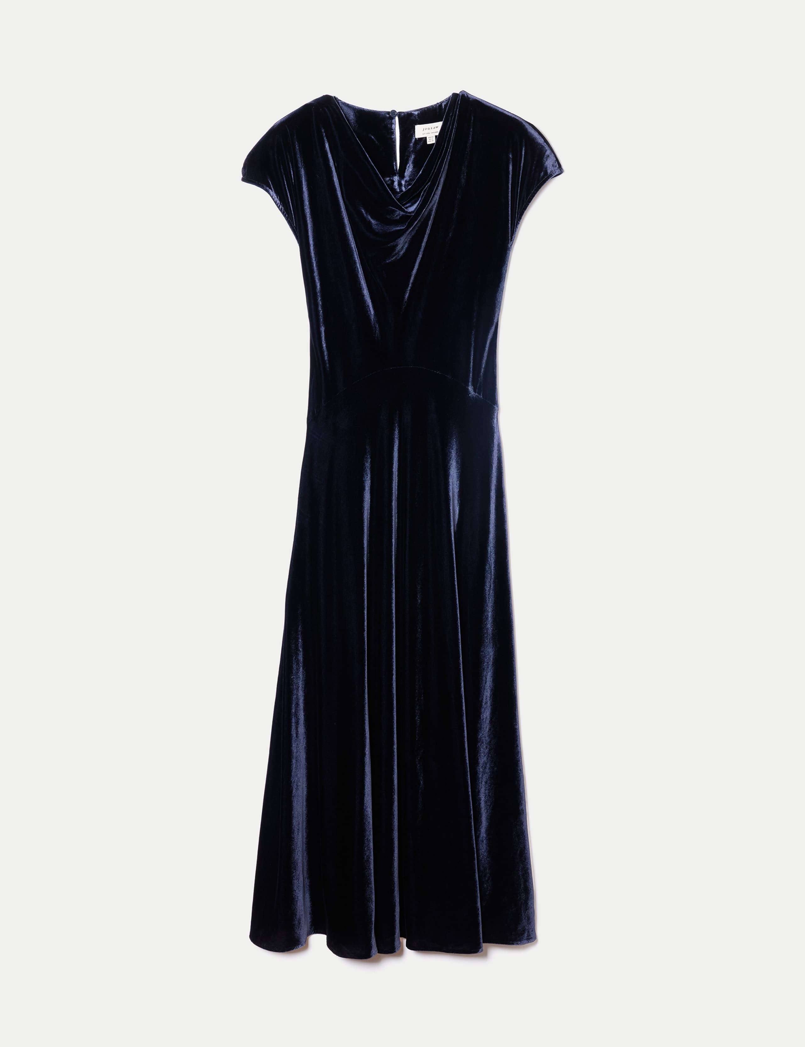 Velvet Cowl Neck Midi Waisted Dress 2 of 6