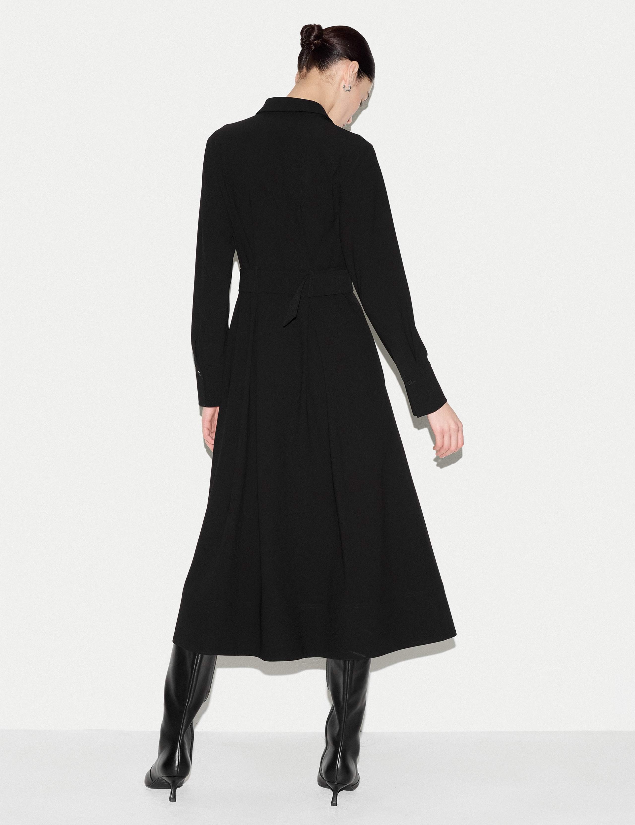 Crepe Collared Belted Midi Shirt Dress 5 of 6
