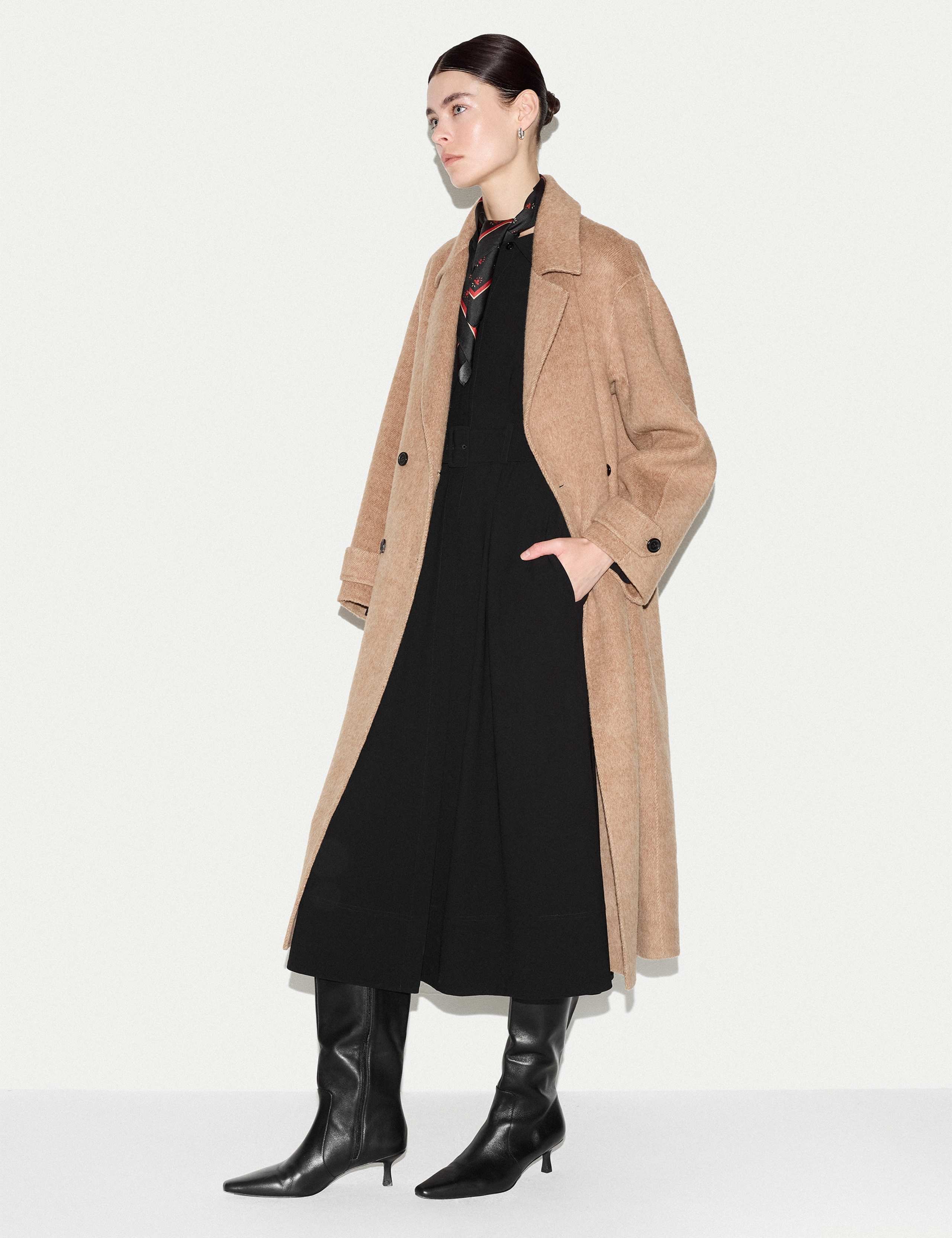 Crepe Collared Belted Midi Shirt Dress 6 of 6