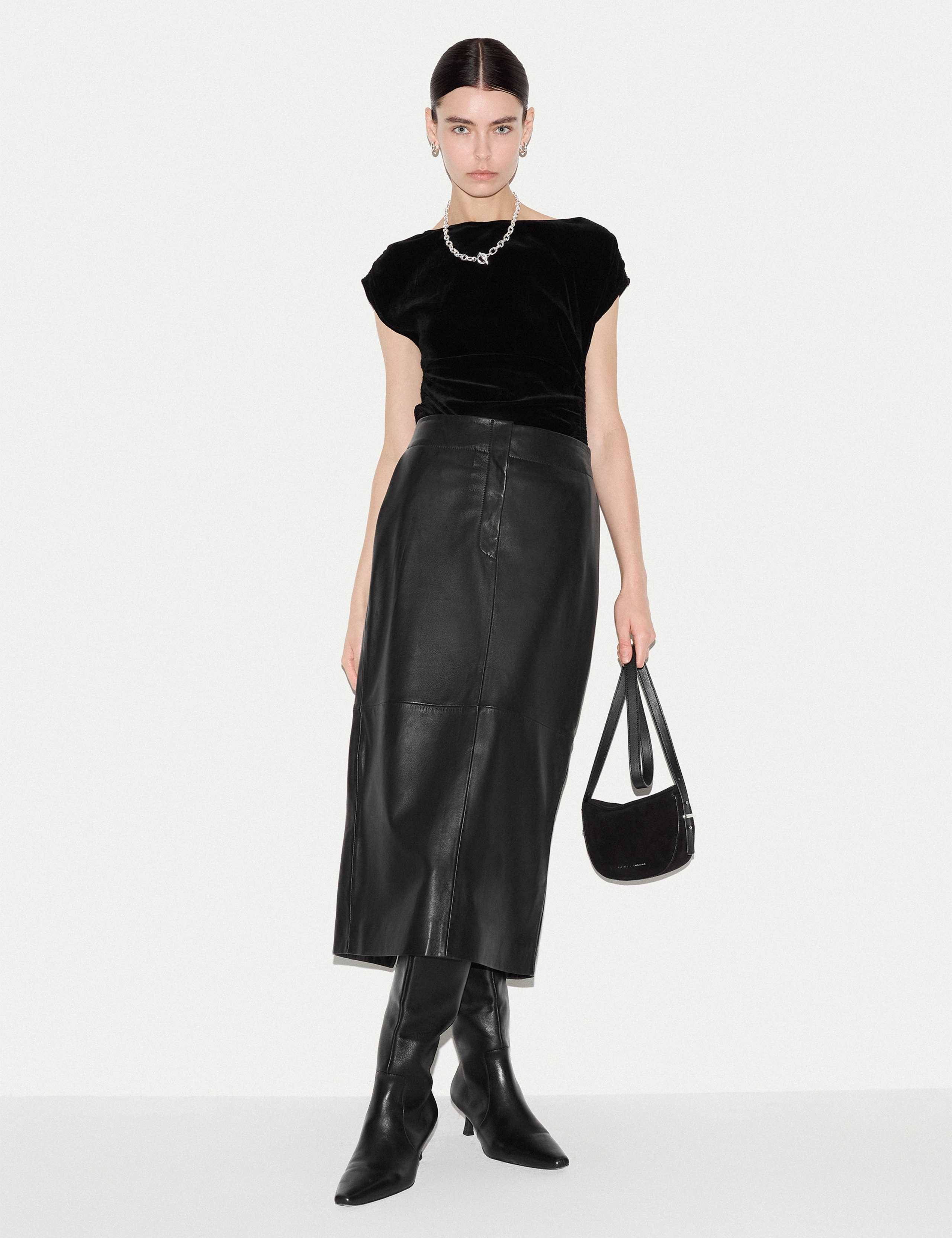 Velvet Ruched Slash Neck Top 4 of 7