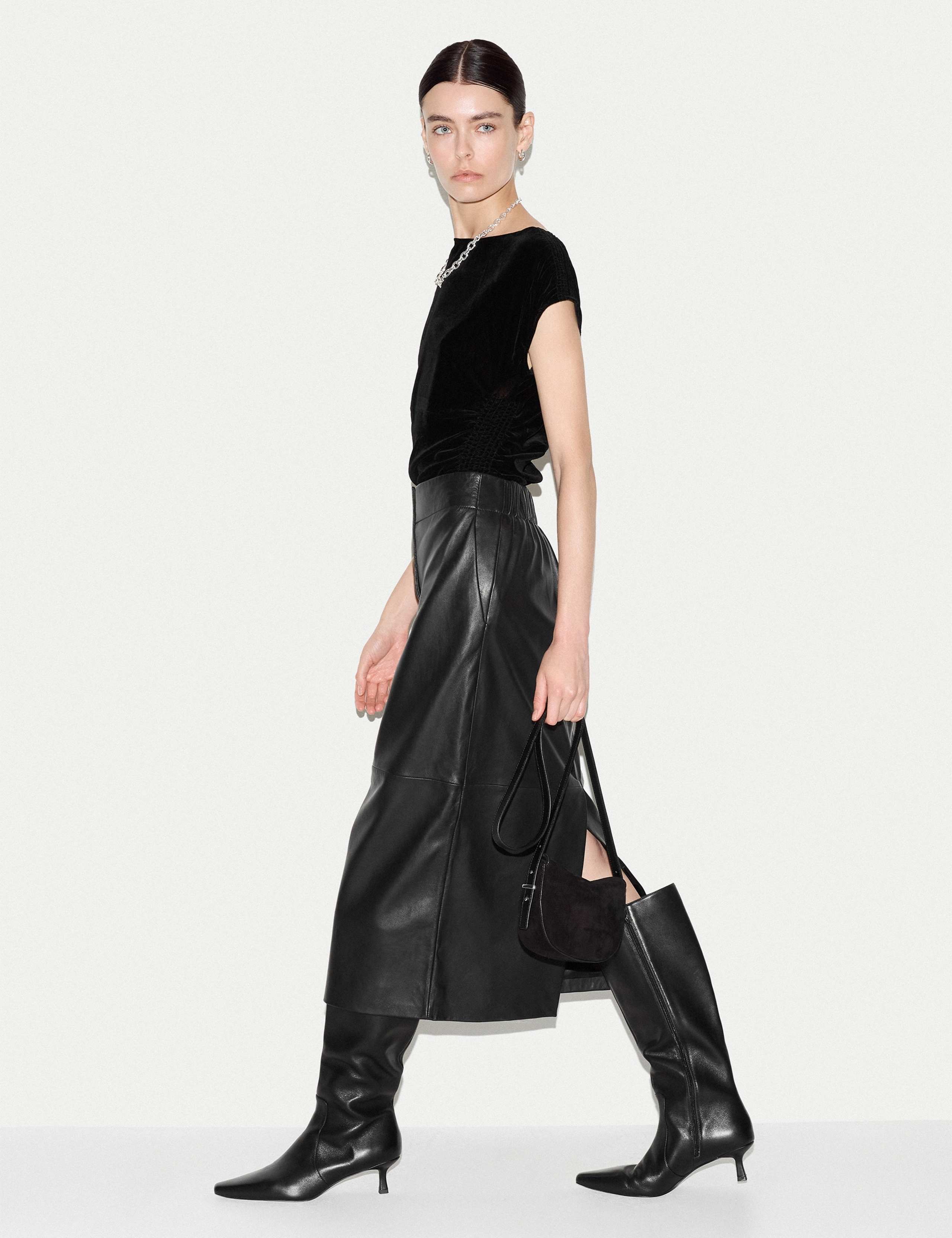 Velvet Ruched Slash Neck Top 5 of 7