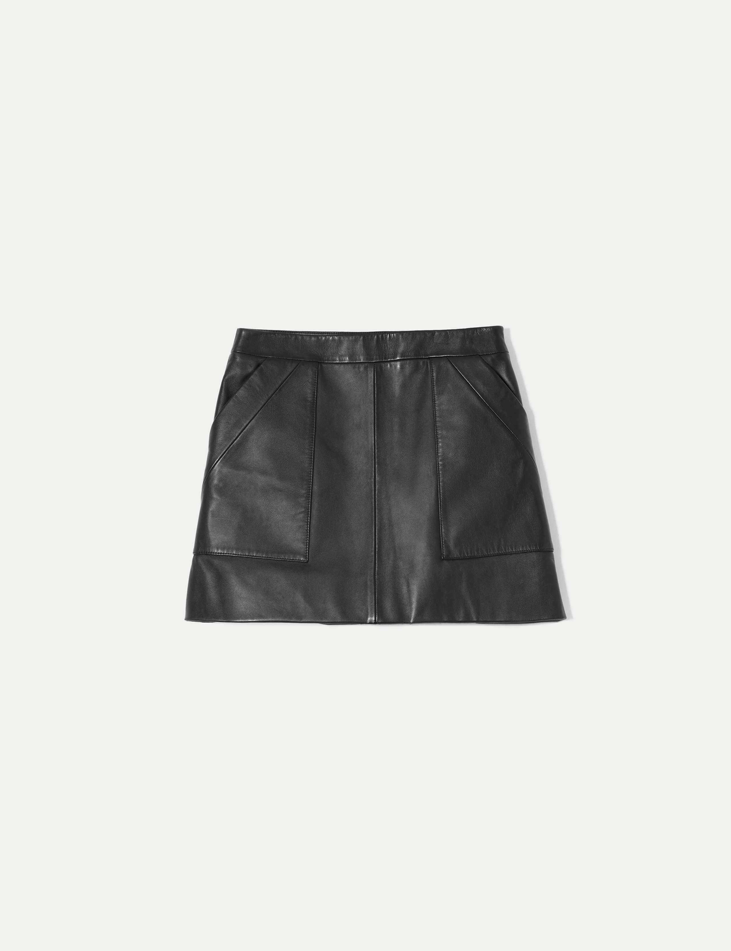 Leather Patch Pocket Mini A Line Skirt 2 of 5