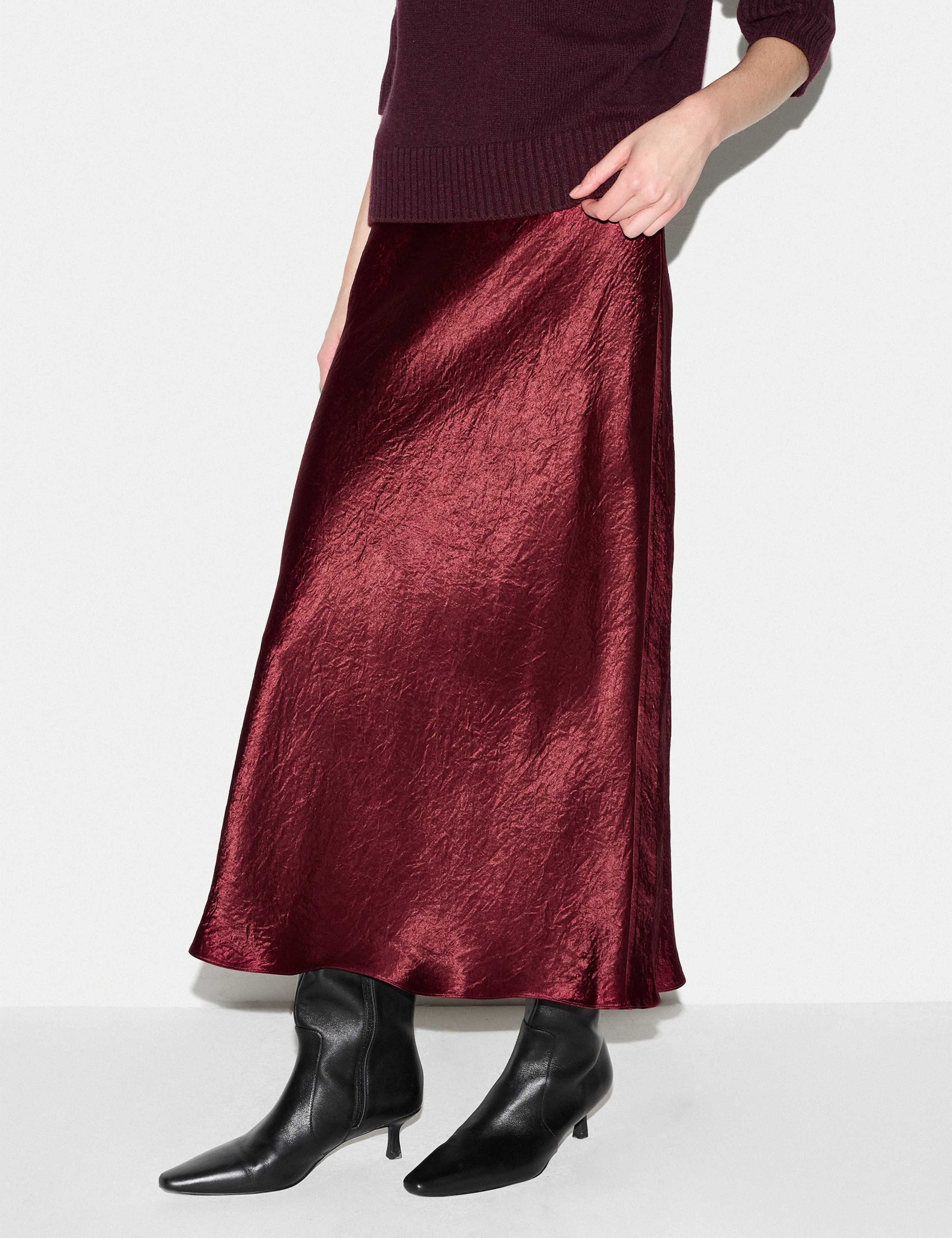 Satin Textured Bias Midi Slip Skirt 1 of 6