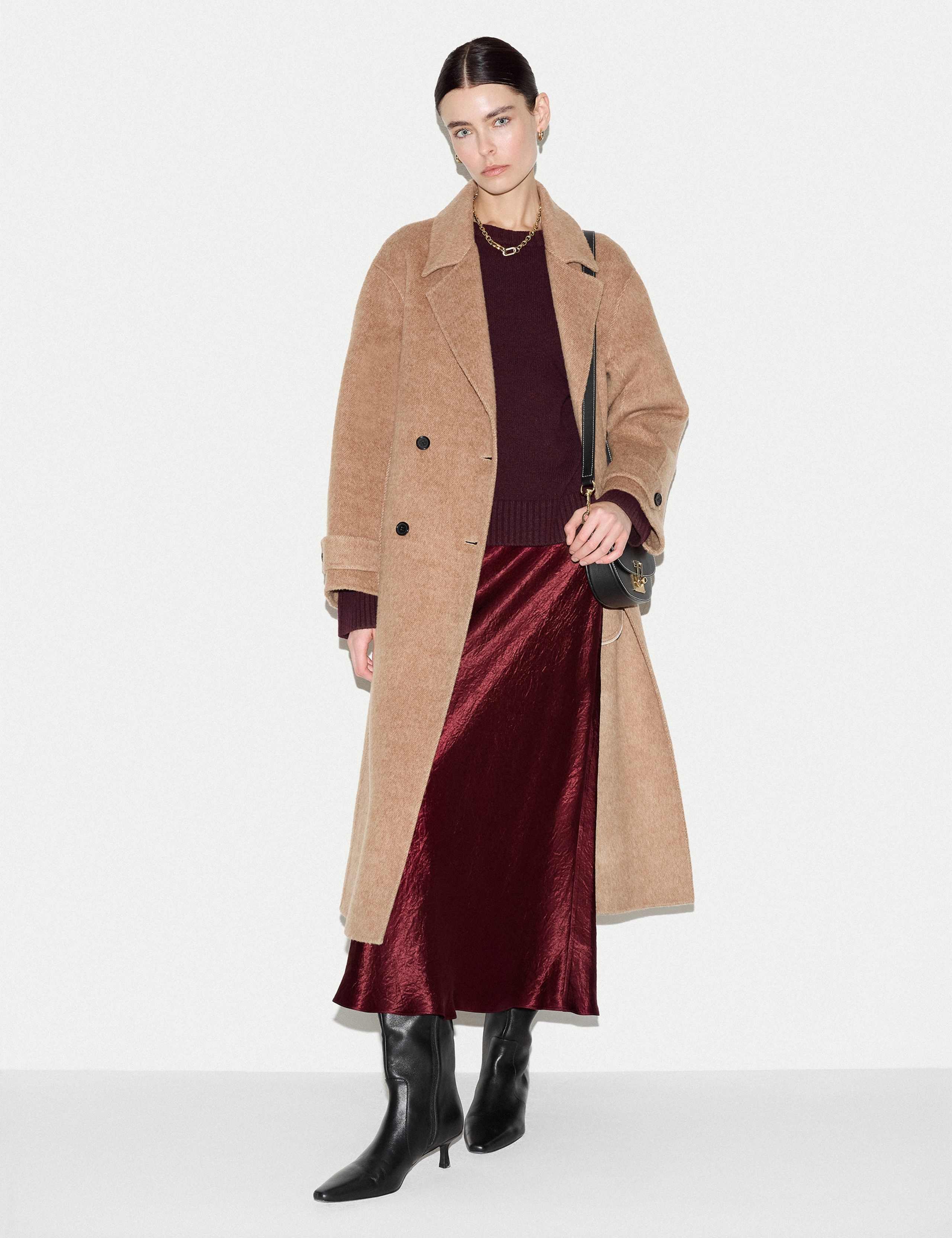 Satin Textured Bias Midi Slip Skirt 3 of 6