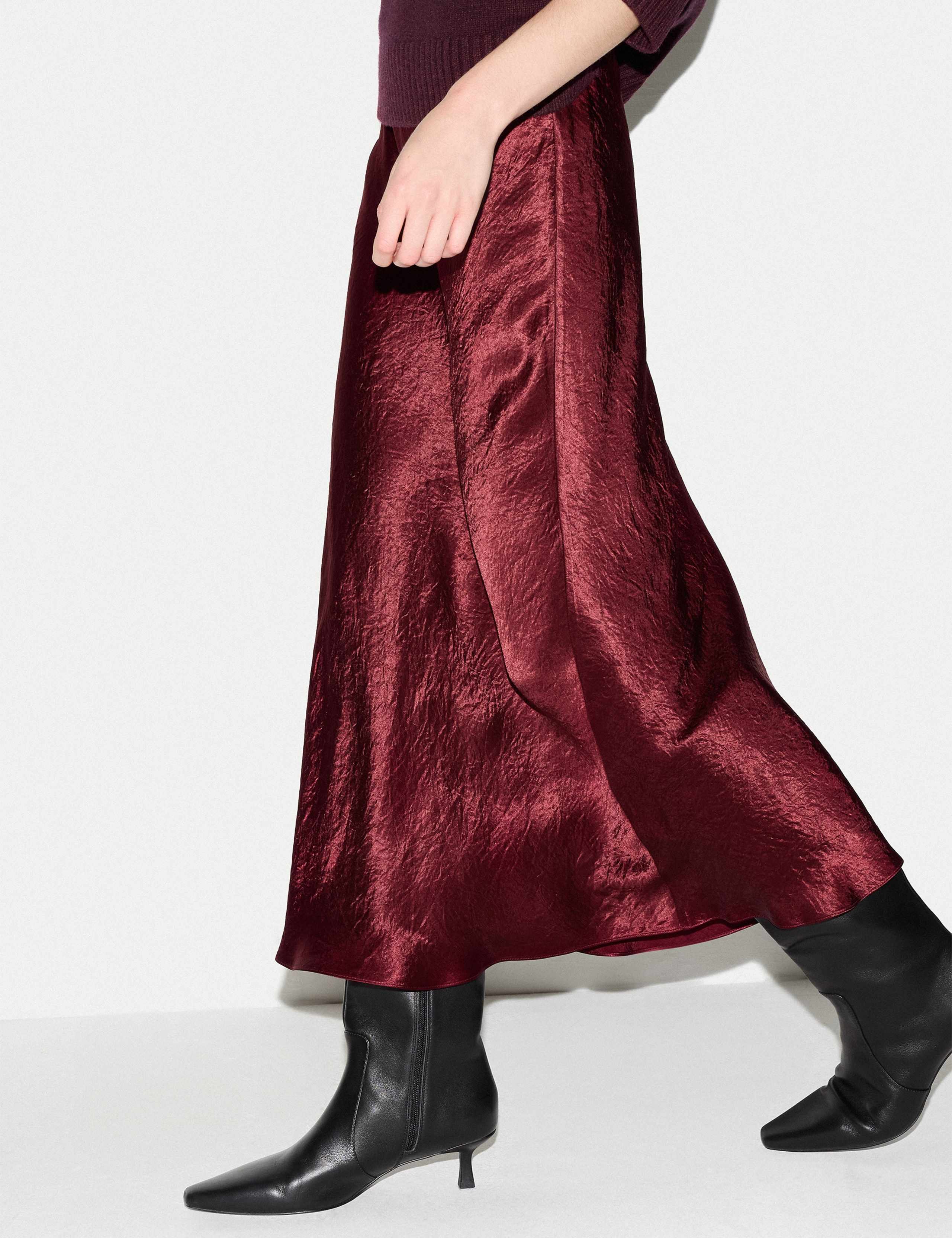 Satin Textured Bias Midi Slip Skirt 5 of 6