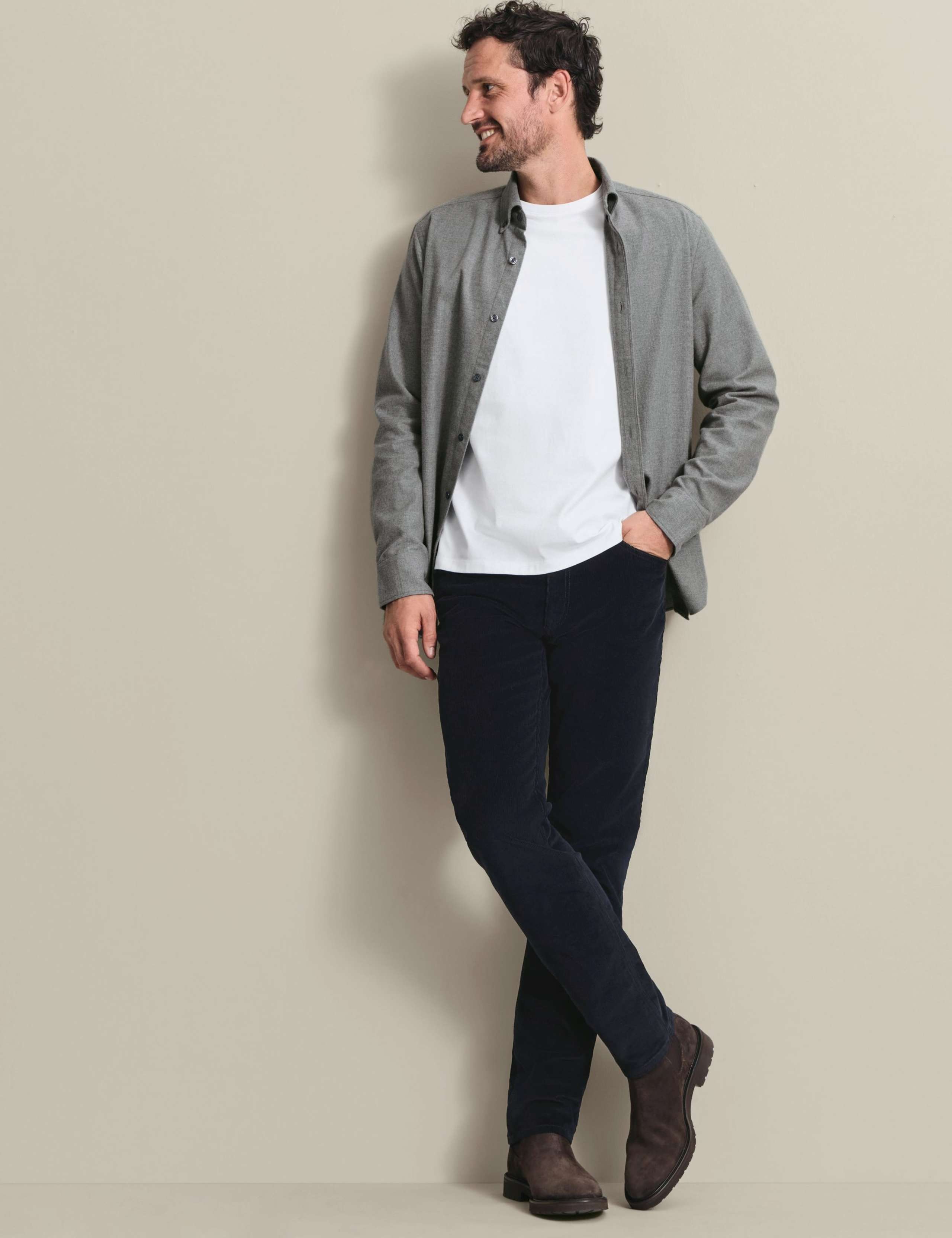 Slim Fit Corduroy 5 Pocket Stretch Trousers 2 of 6