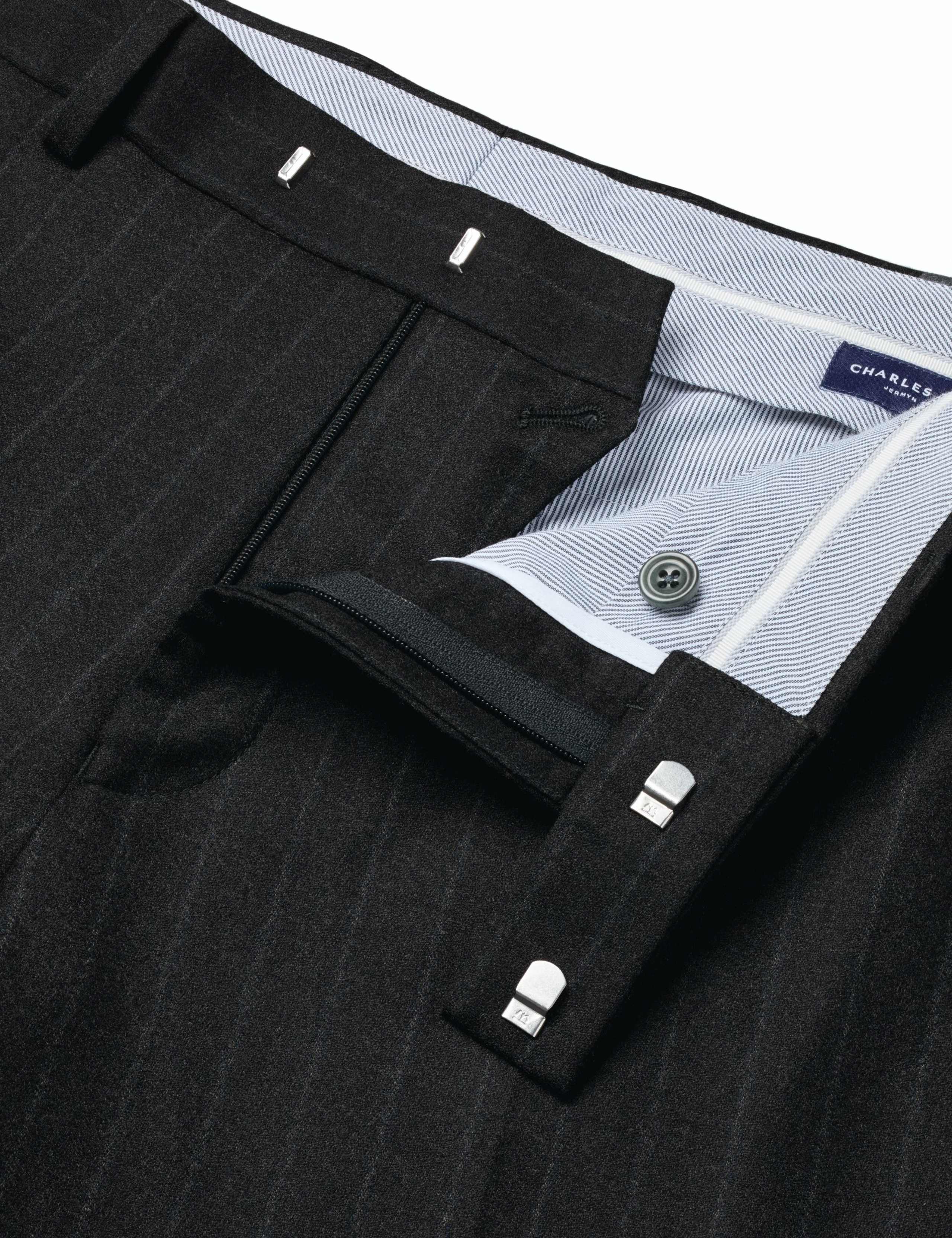 Slim Fit Wool Rich Striped Flat Front Trousers 4 of 4