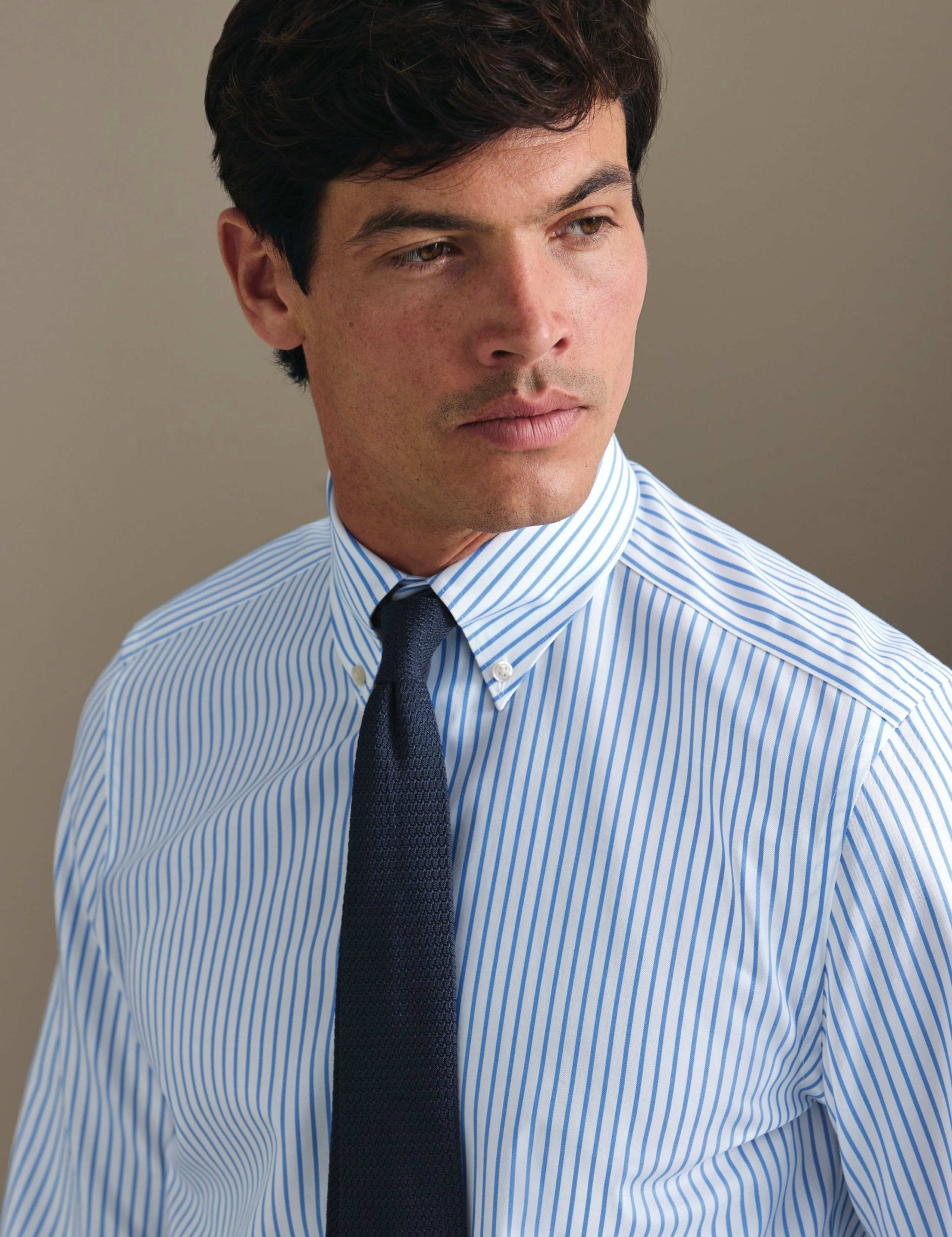 Slim Fit Non Iron Pure Cotton Striped Shirt 2 of 7