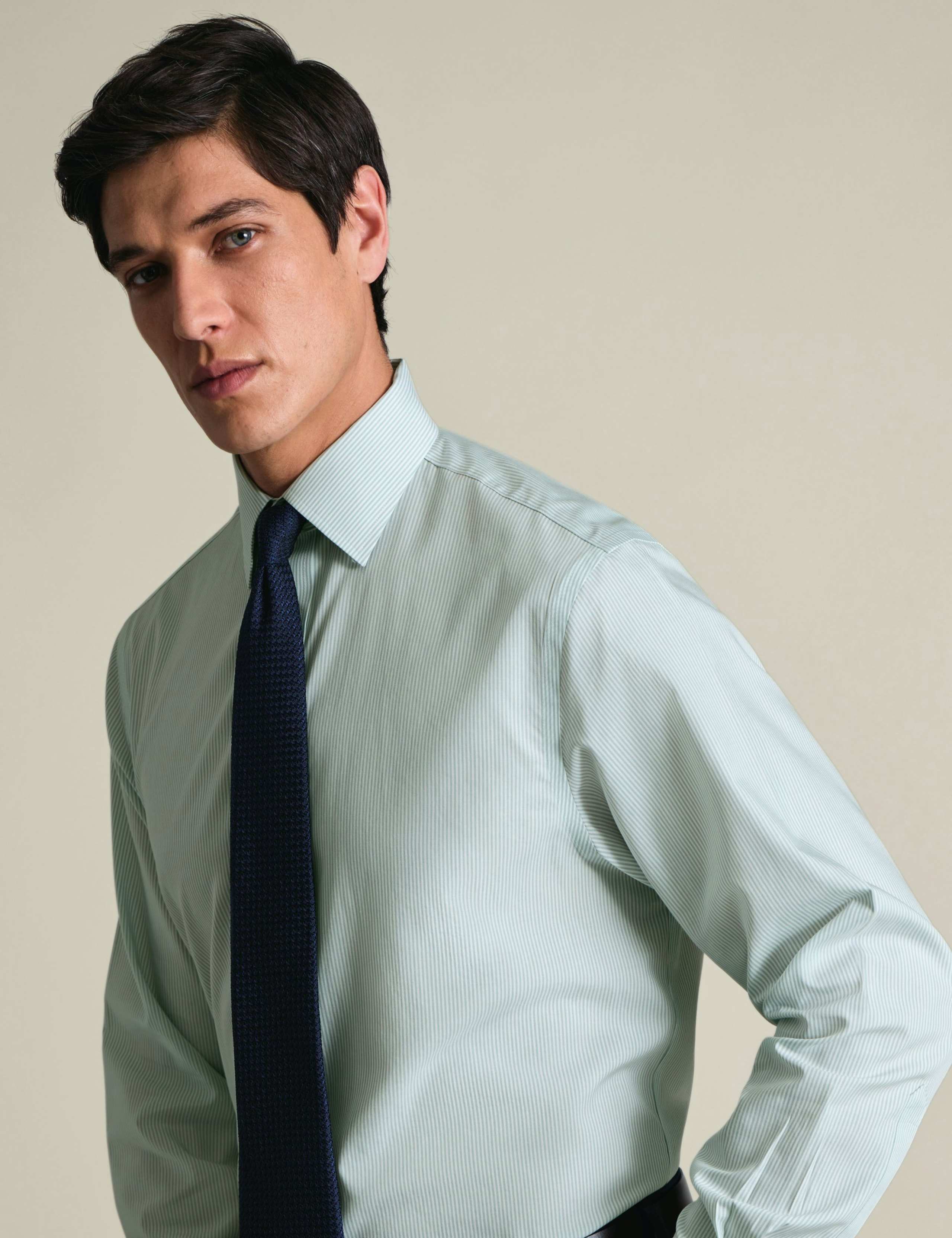 Slim Fit Non Iron Pure Cotton Striped Shirt 2 of 8