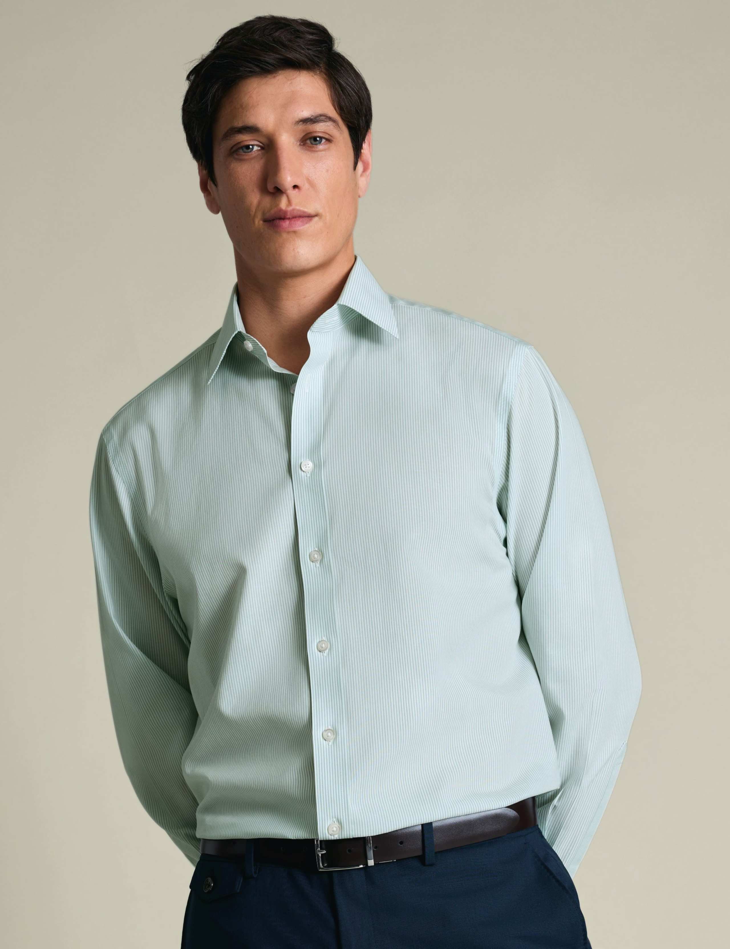 Slim Fit Non Iron Pure Cotton Striped Shirt 4 of 8
