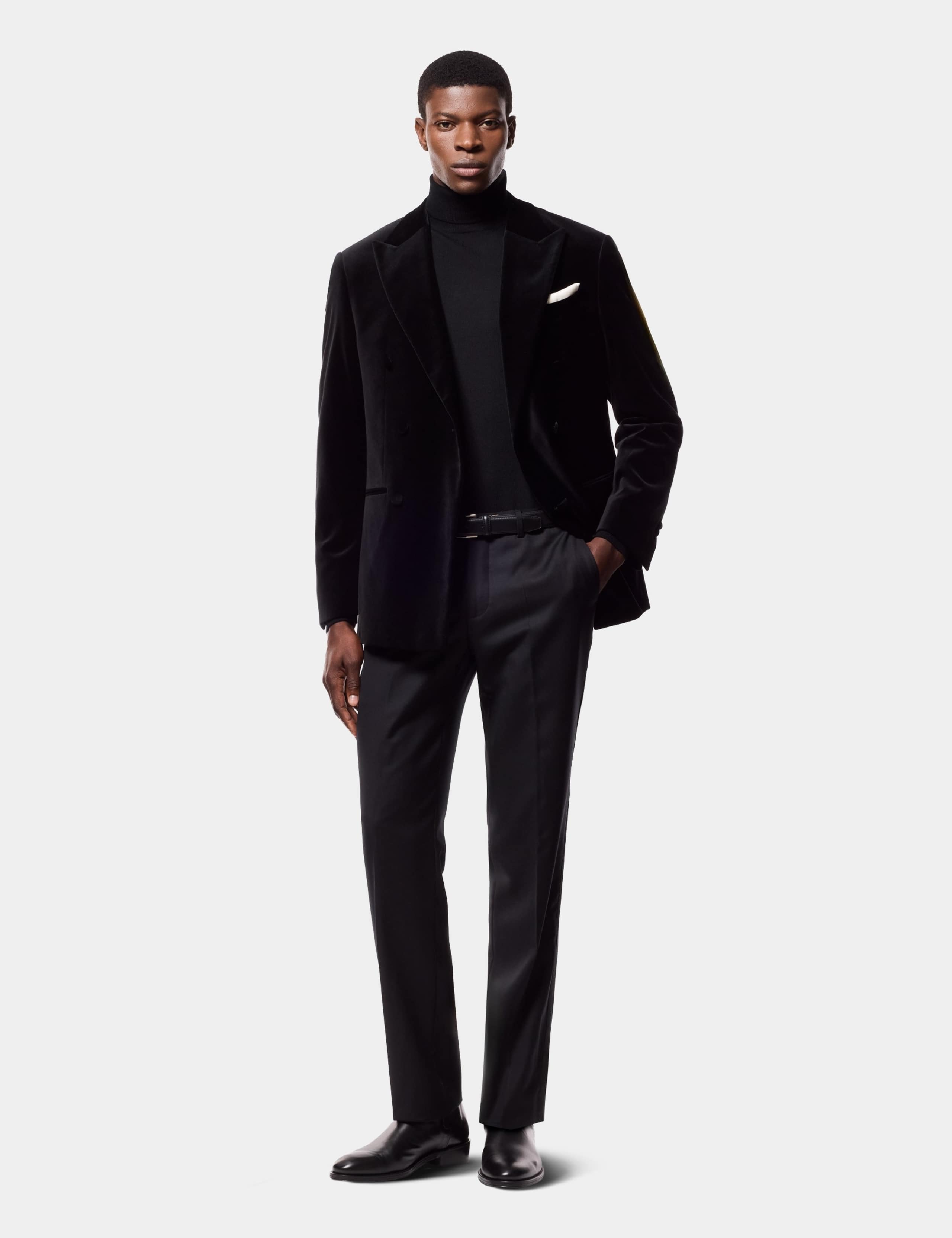 Tailored Fit Cotton Rich Double Breasted Tuxedo Jacket 2 of 6