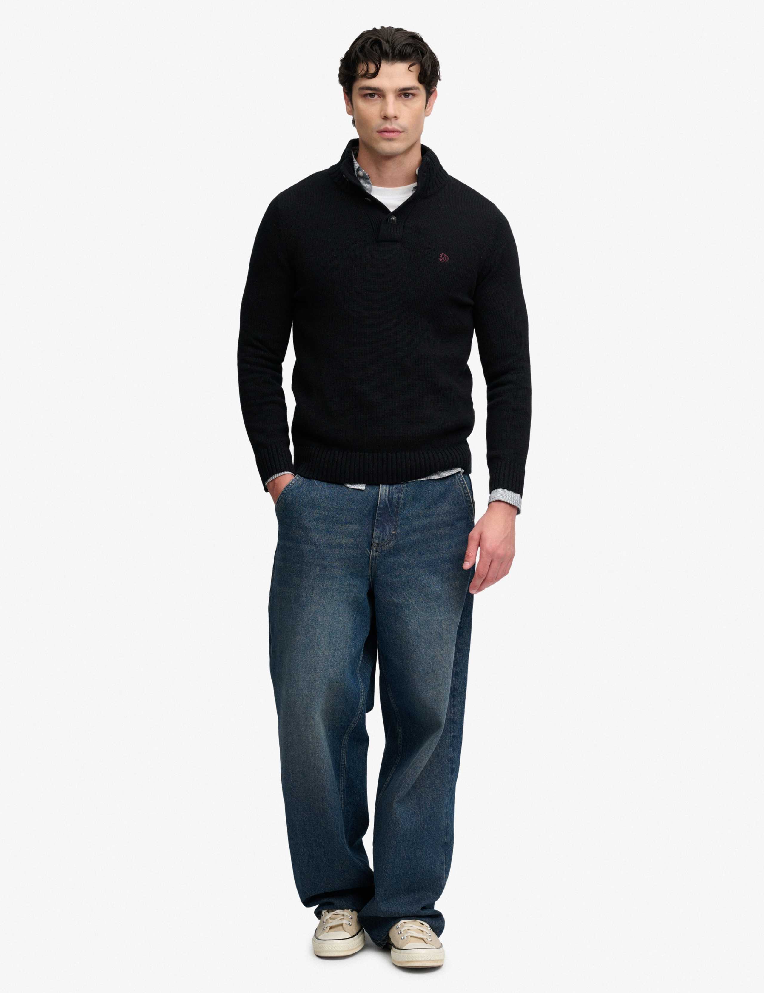 Pure Cotton Button Henley Jumper 3 of 7