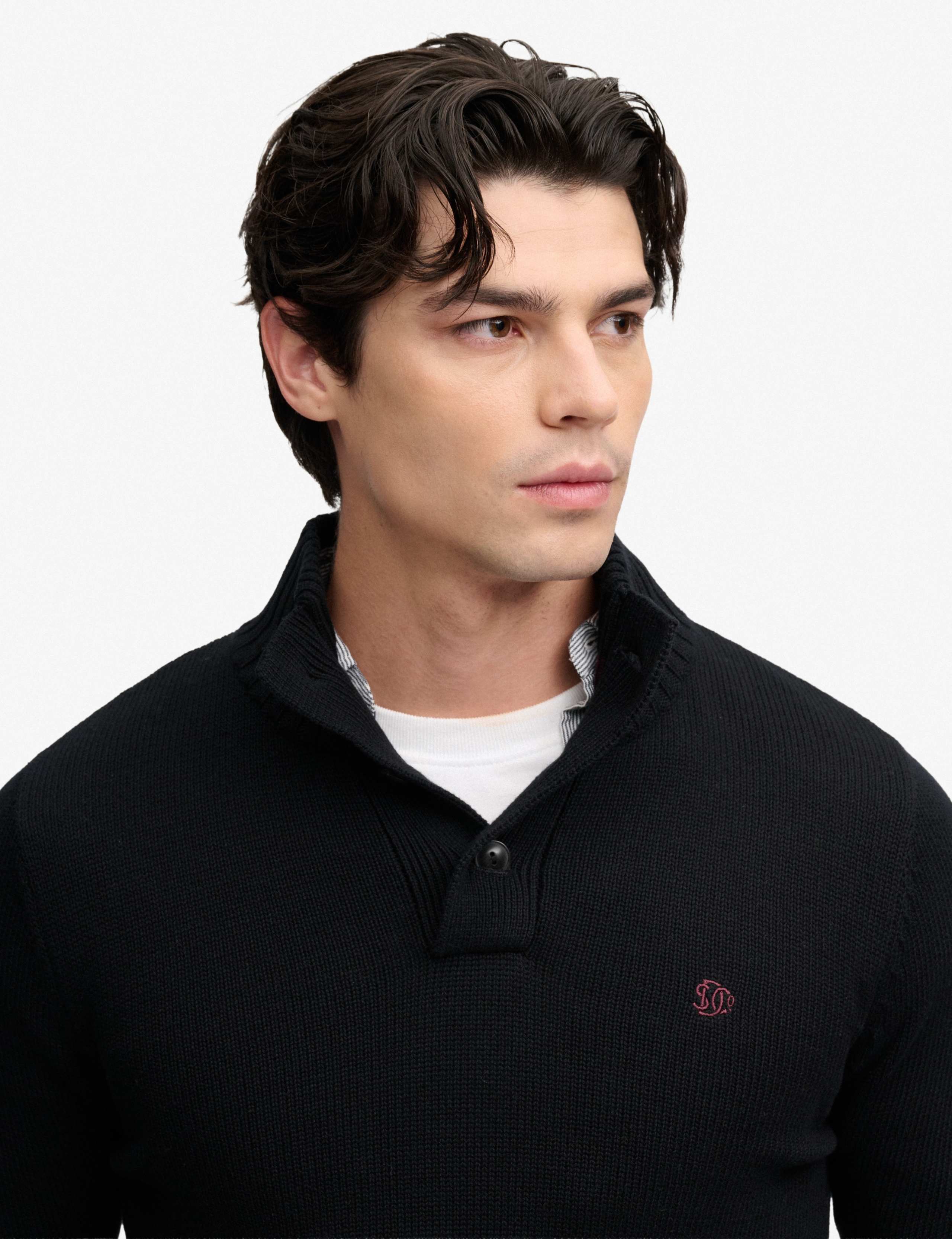 Pure Cotton Button Henley Jumper 5 of 7