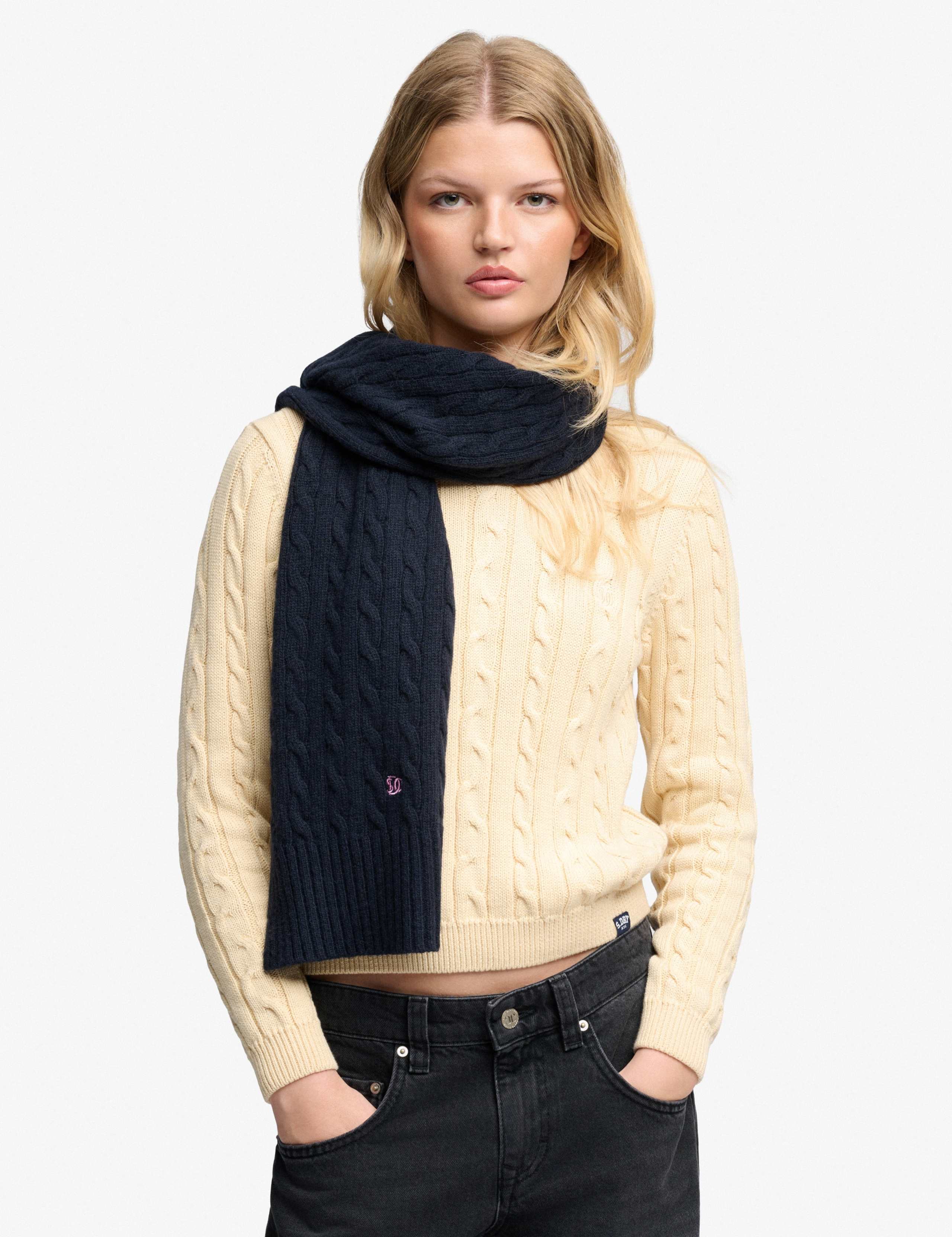 Wool Blend Cable Knit Scarf 1 of 4