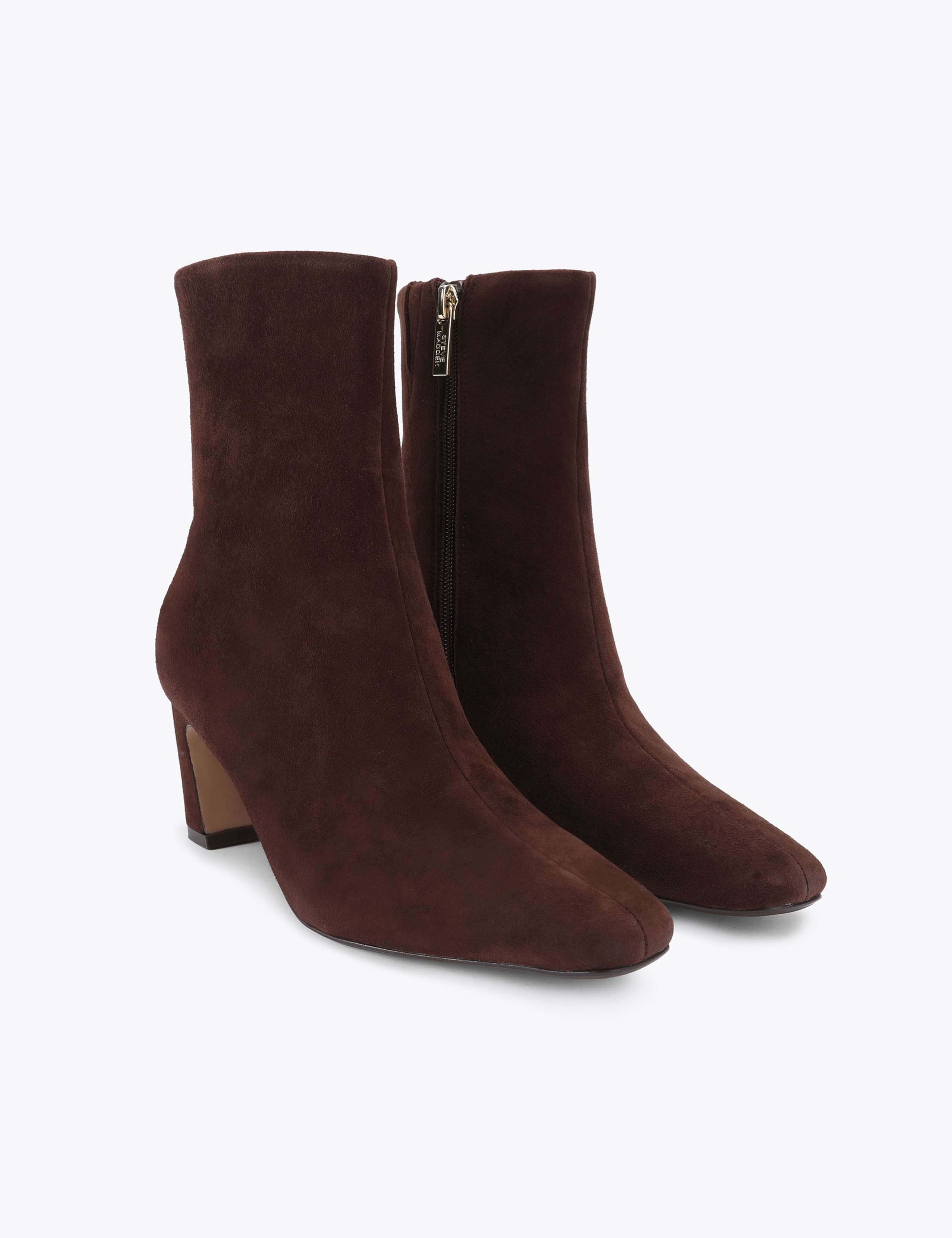 Suede Block Heel Almond Toe Ankle Boots 2 of 4