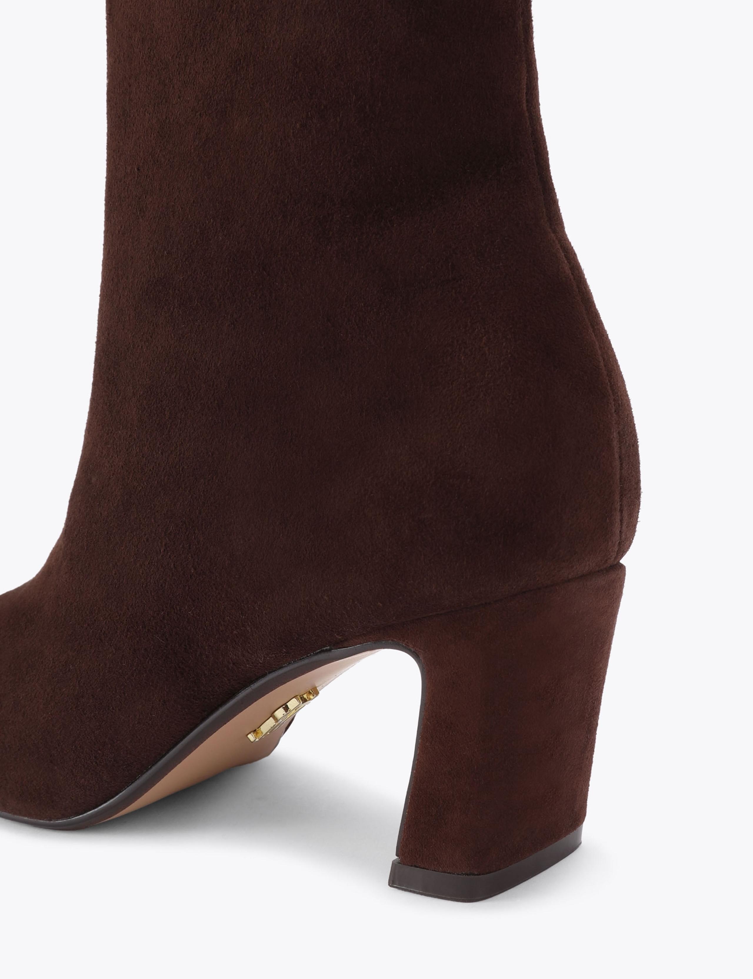 Suede Block Heel Almond Toe Ankle Boots 4 of 4