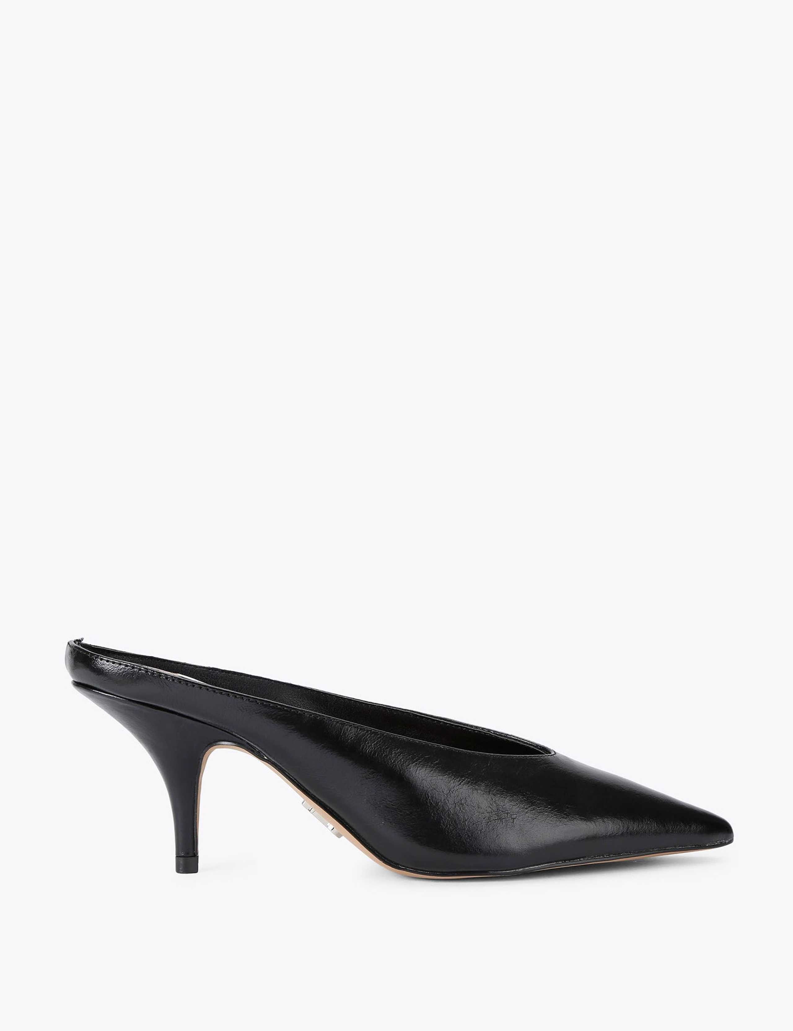 Leather Kitten Heel Pointed Mules 1 of 5