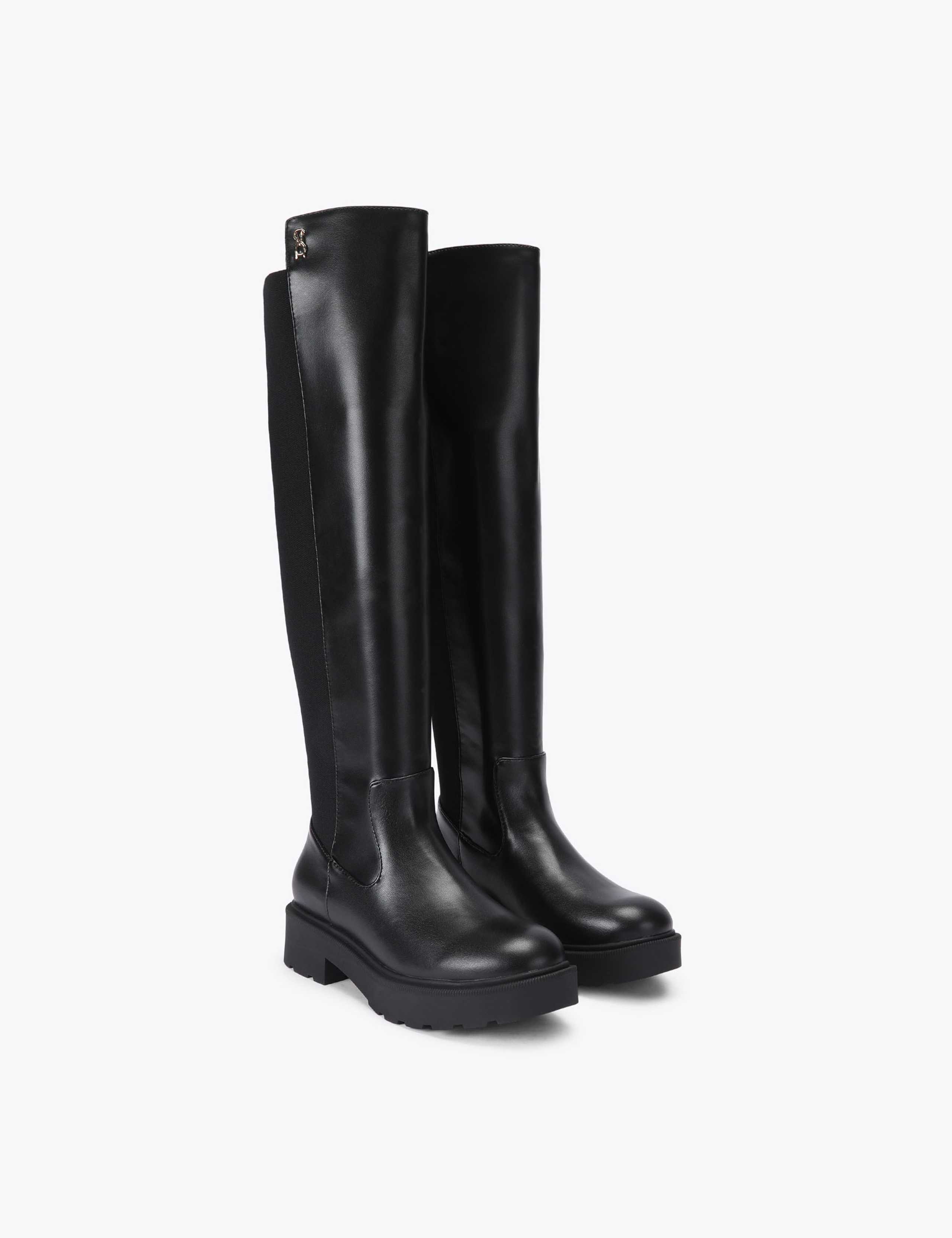 Block Heel Pull On Knee High Boots 2 of 4