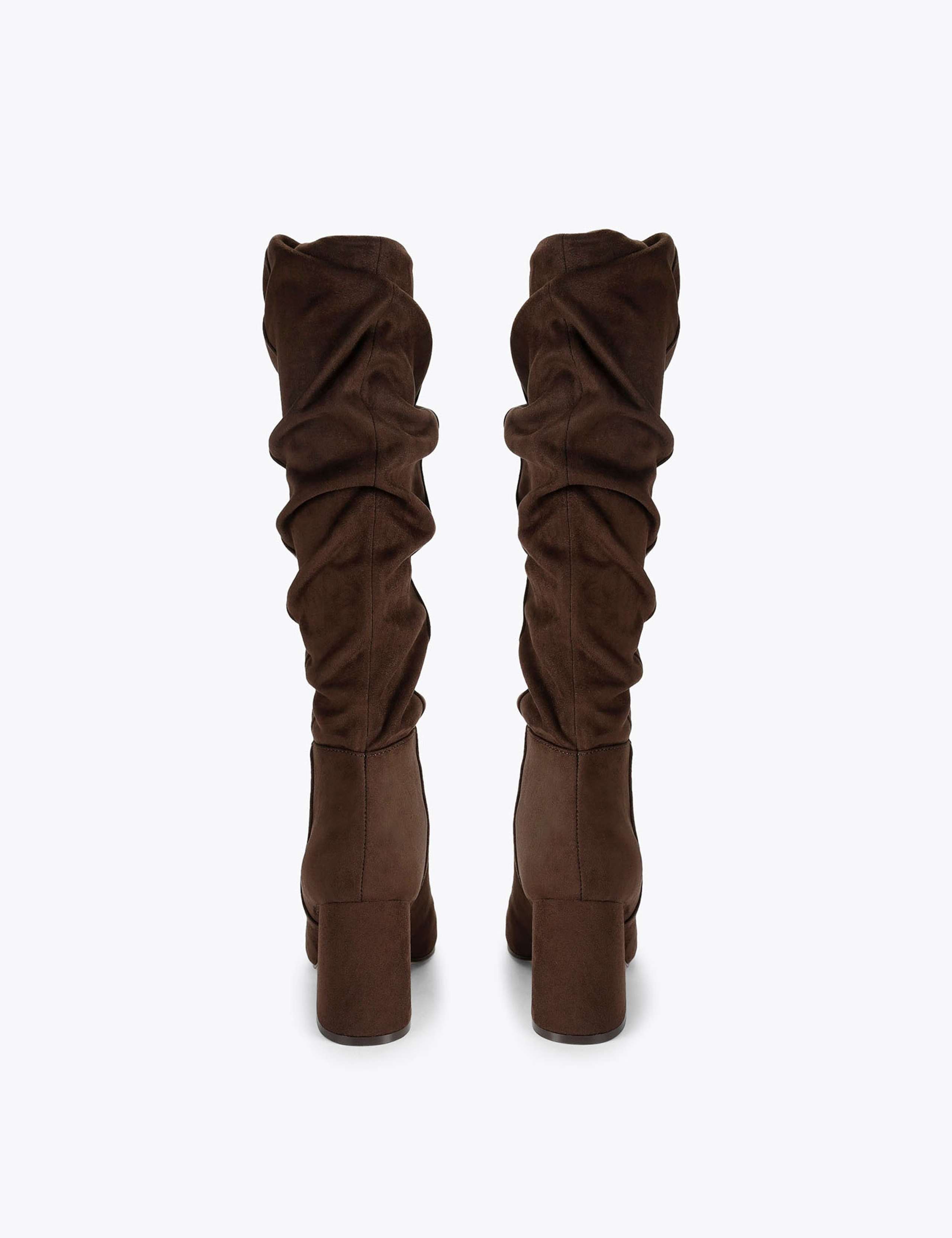 Block Heel Ruched Knee High Boots 3 of 4