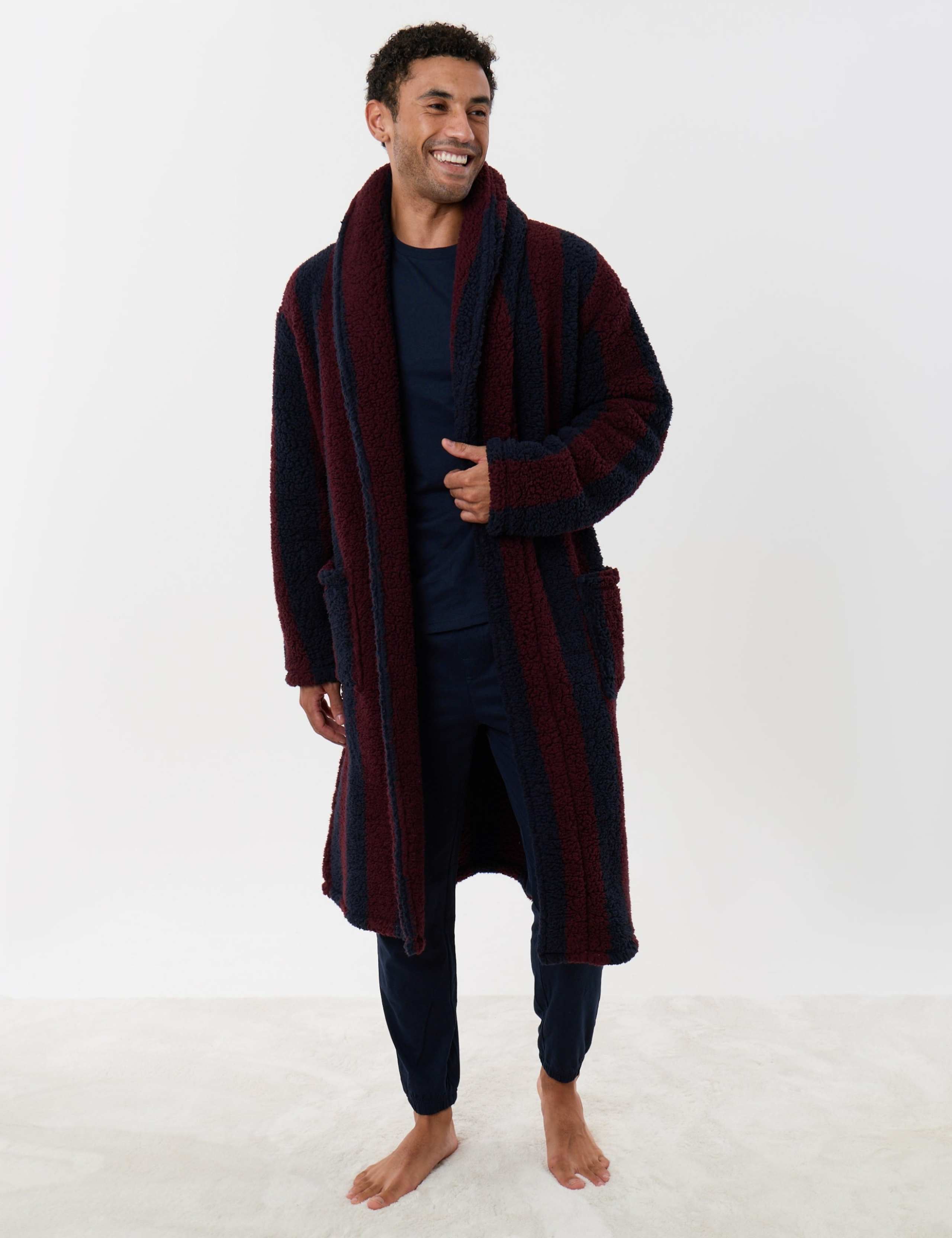 Fleece Striped Dressing Gown 3 of 5