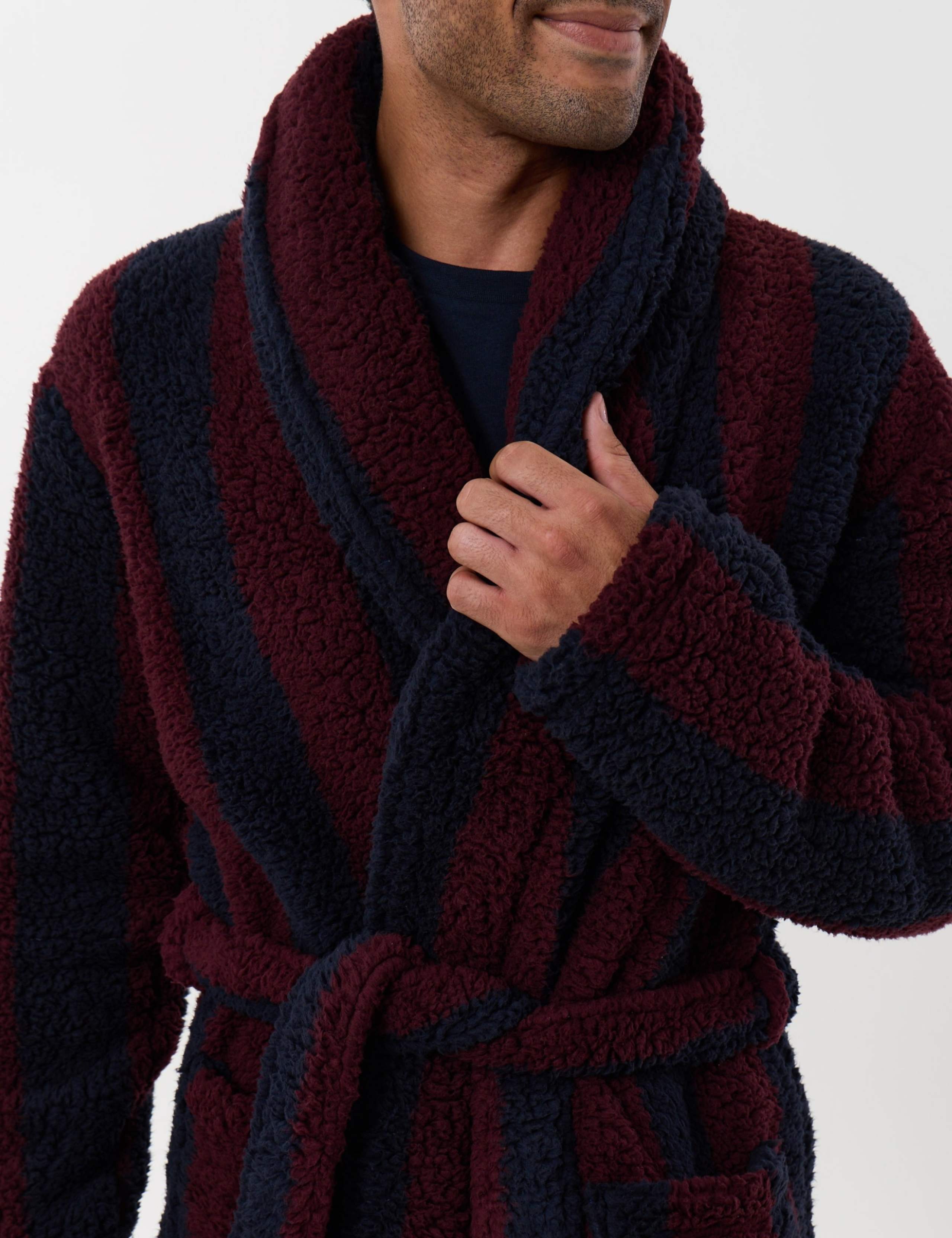 Fleece Striped Dressing Gown 4 of 5