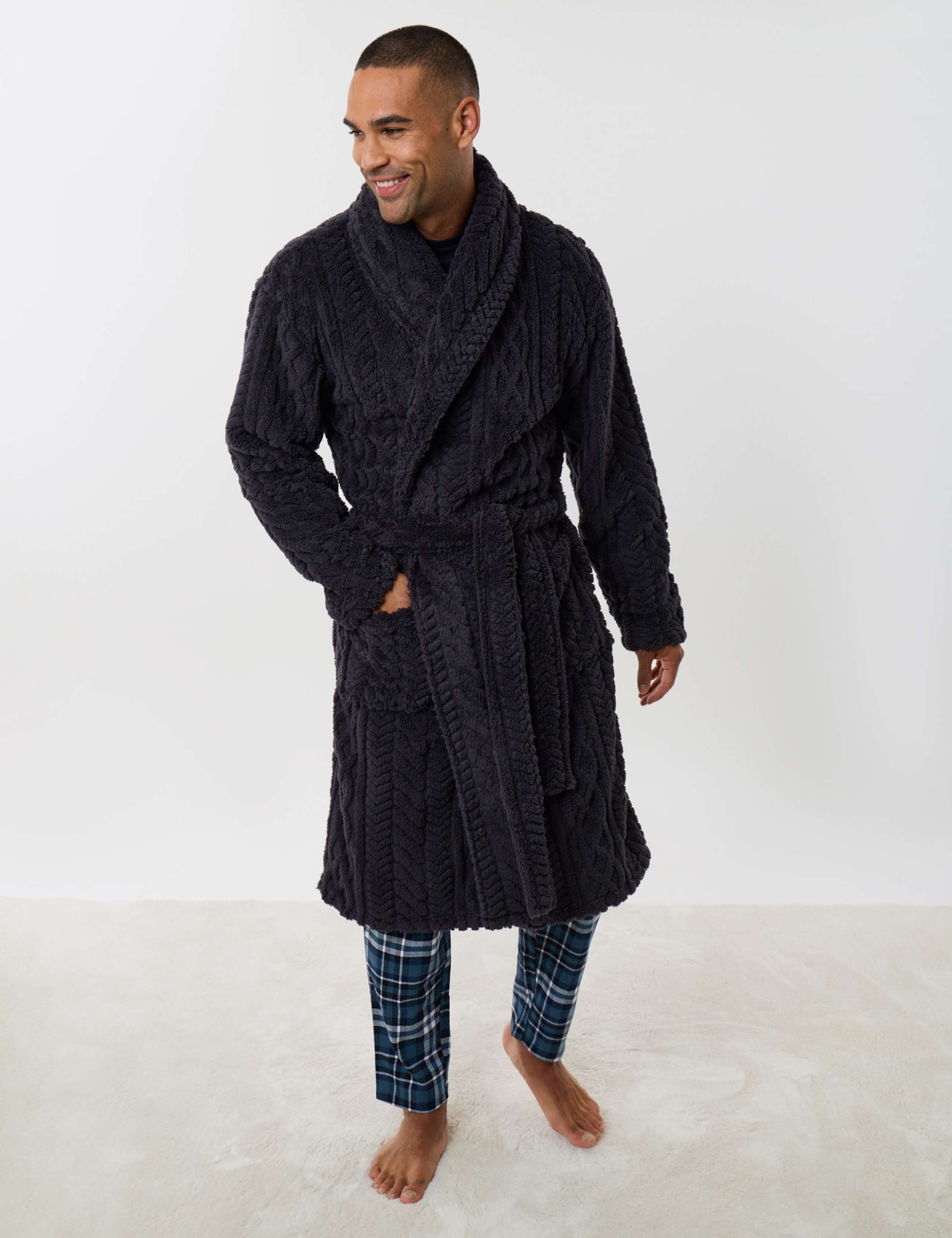 Cable Fleece Dressing Gown 1 of 5