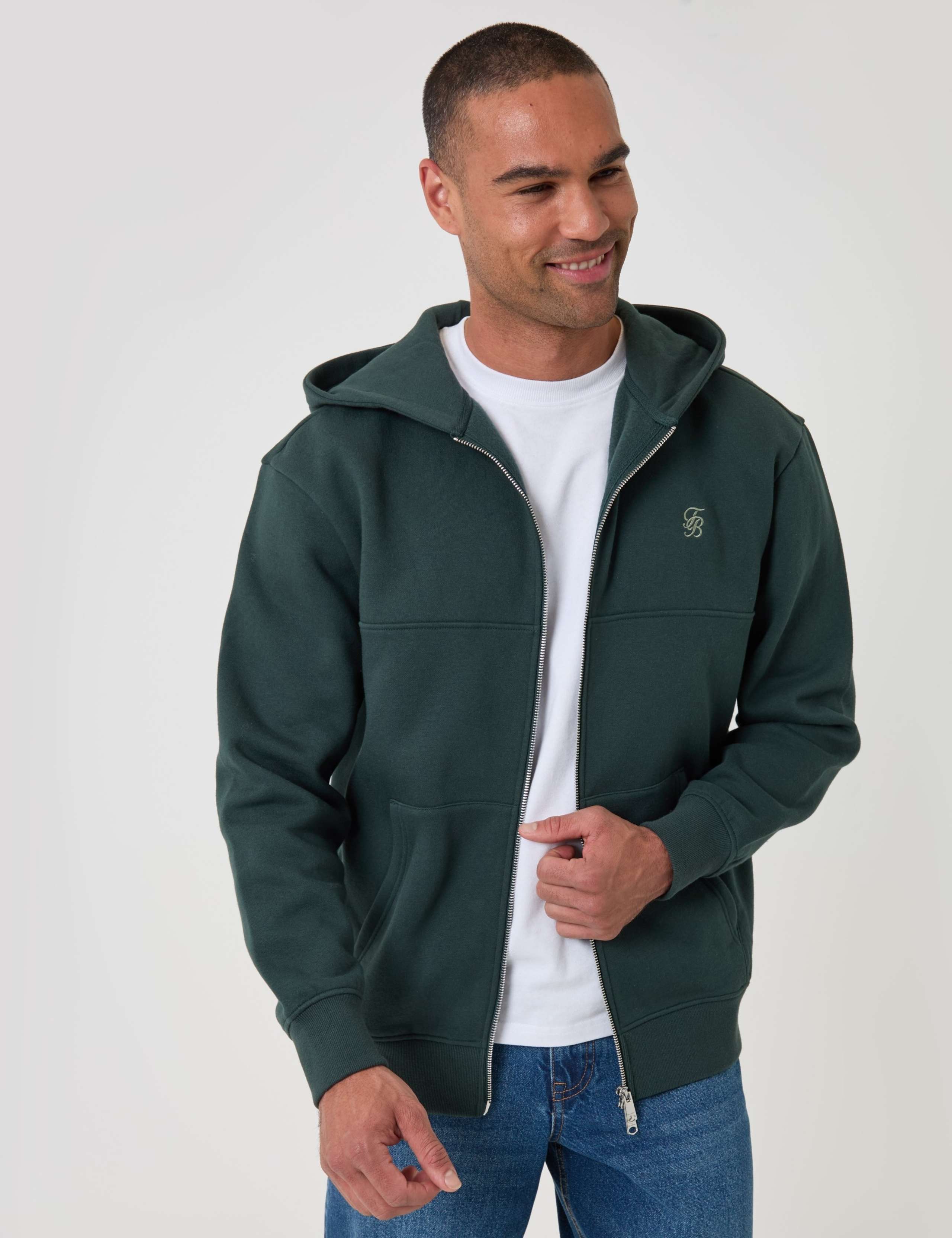 Relaxed Fit Cotton Rich Zip Up Hoodie 1 of 6