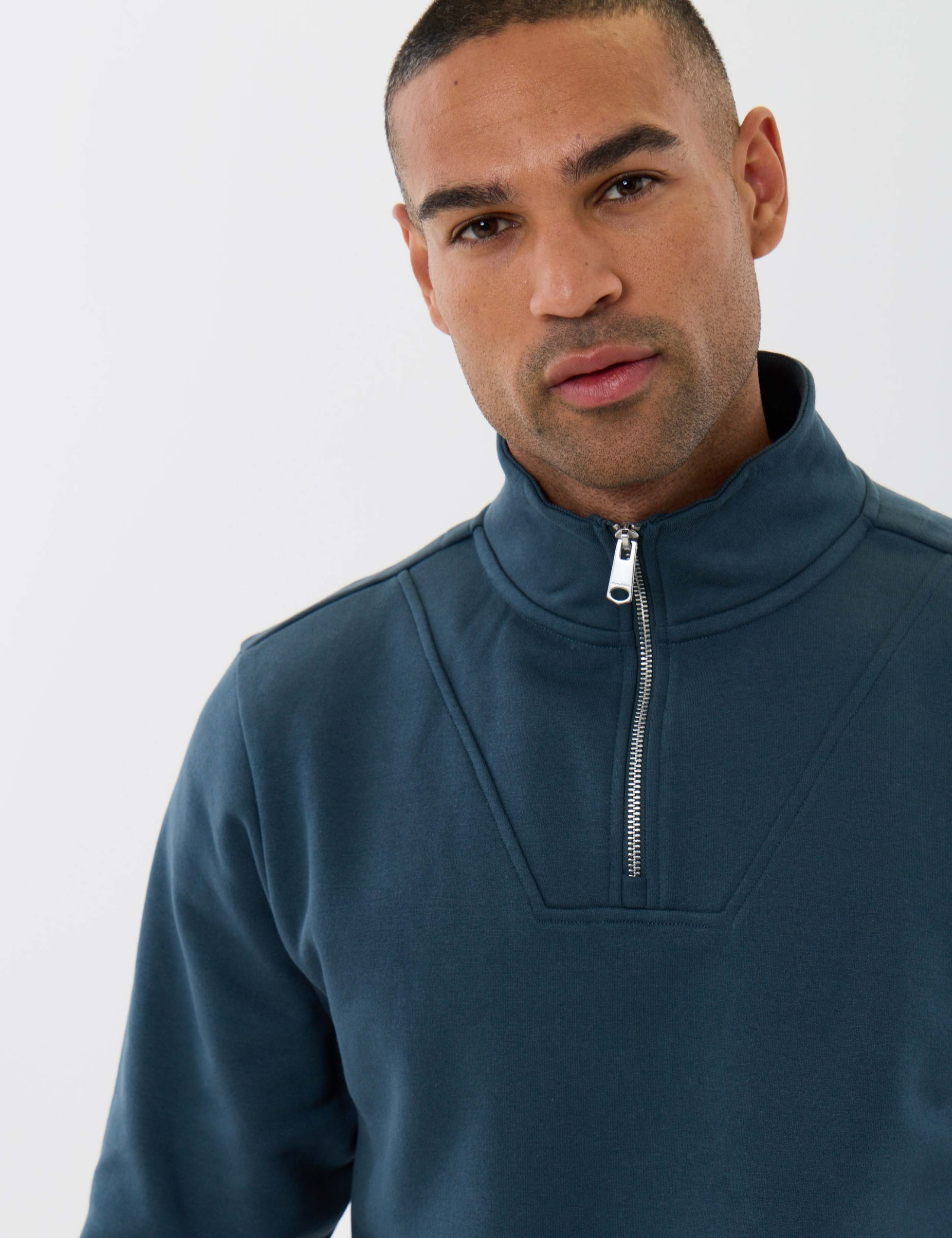 Cotton Rich Funnel Neck Quarter Zip Sweatshirt 4 of 5