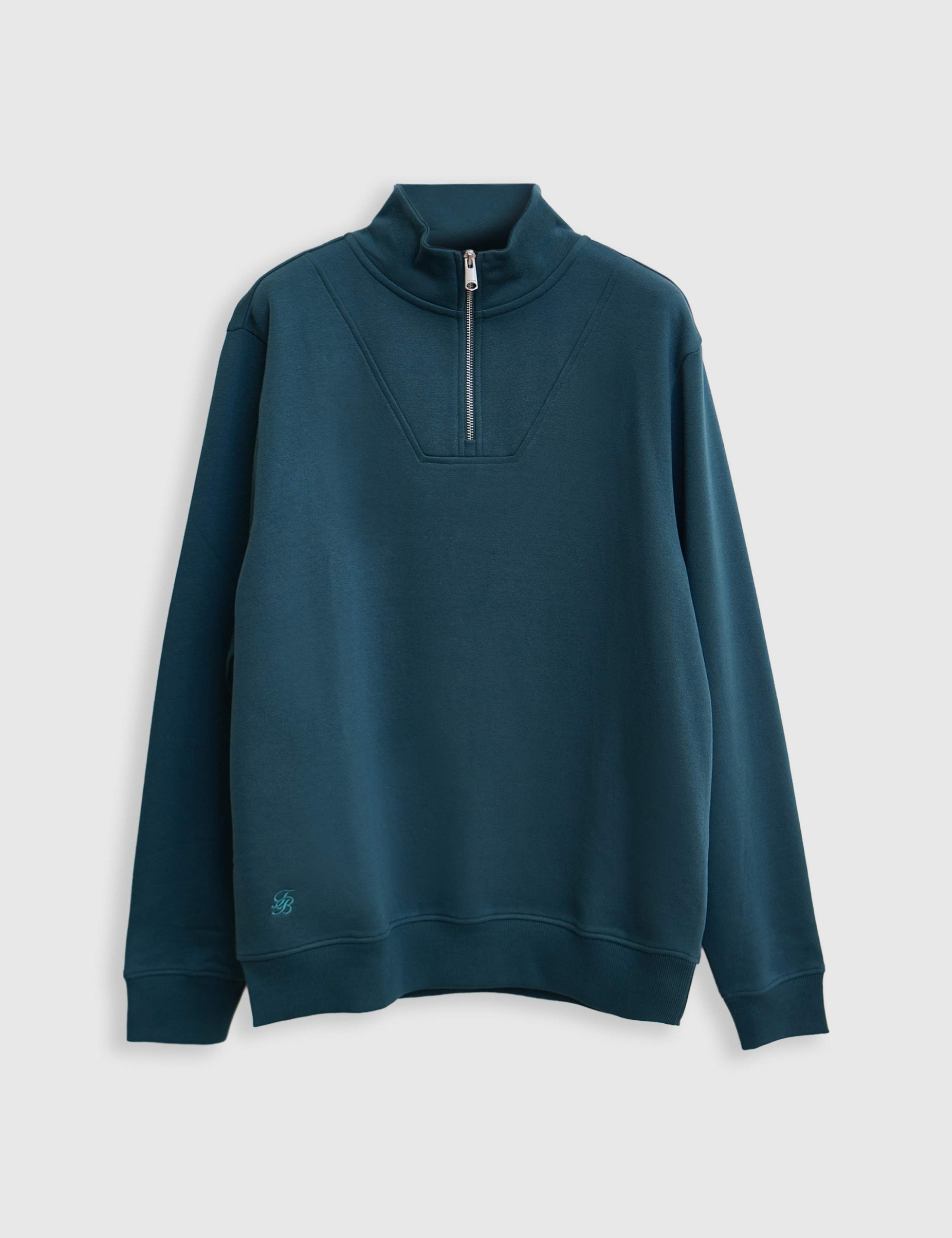 Cotton Rich Funnel Neck Quarter Zip Sweatshirt 2 of 5
